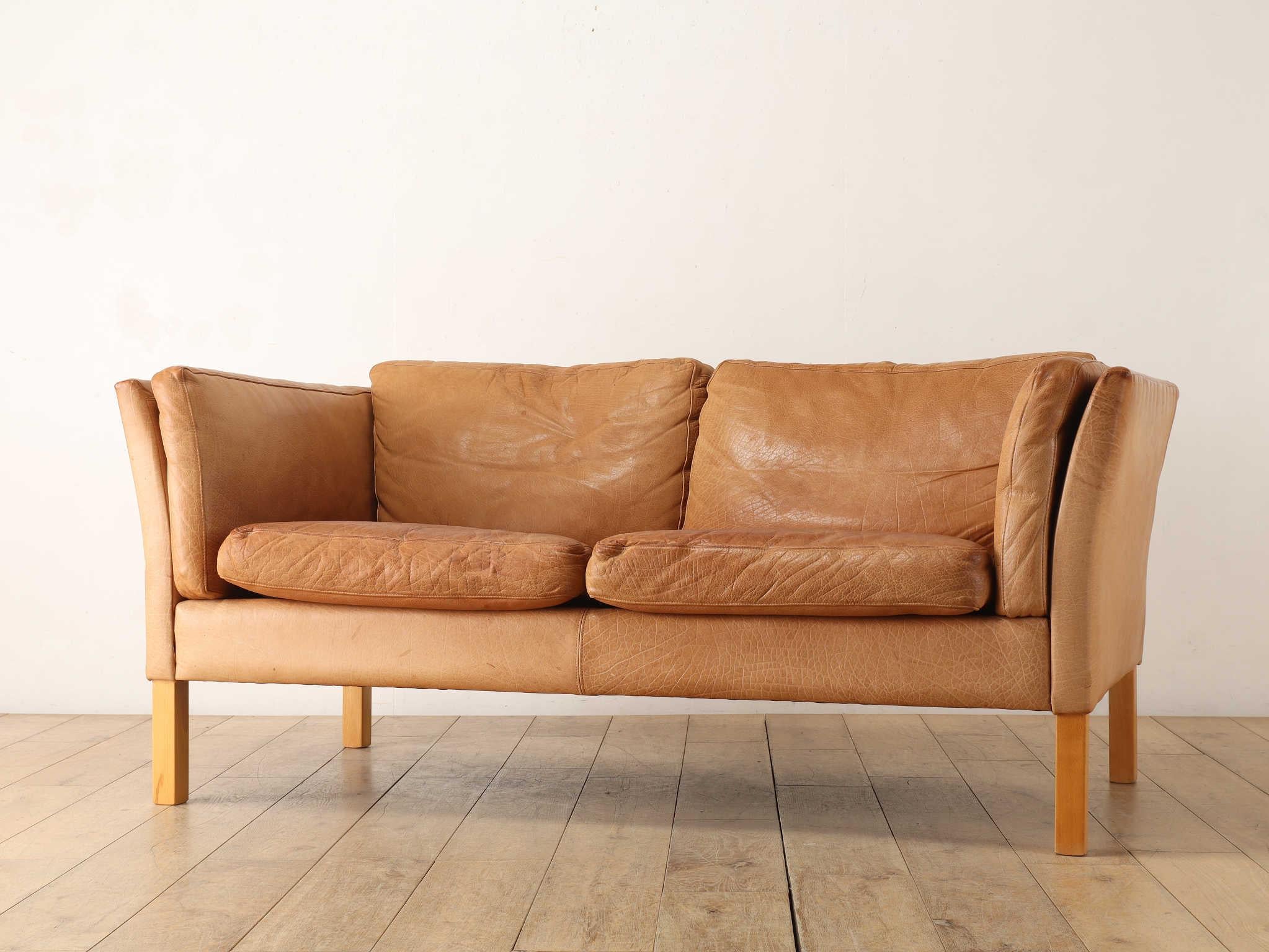 Mogens Hansen Leder 2-Sitzer Sofa 1970er Jahre im Angebot 7