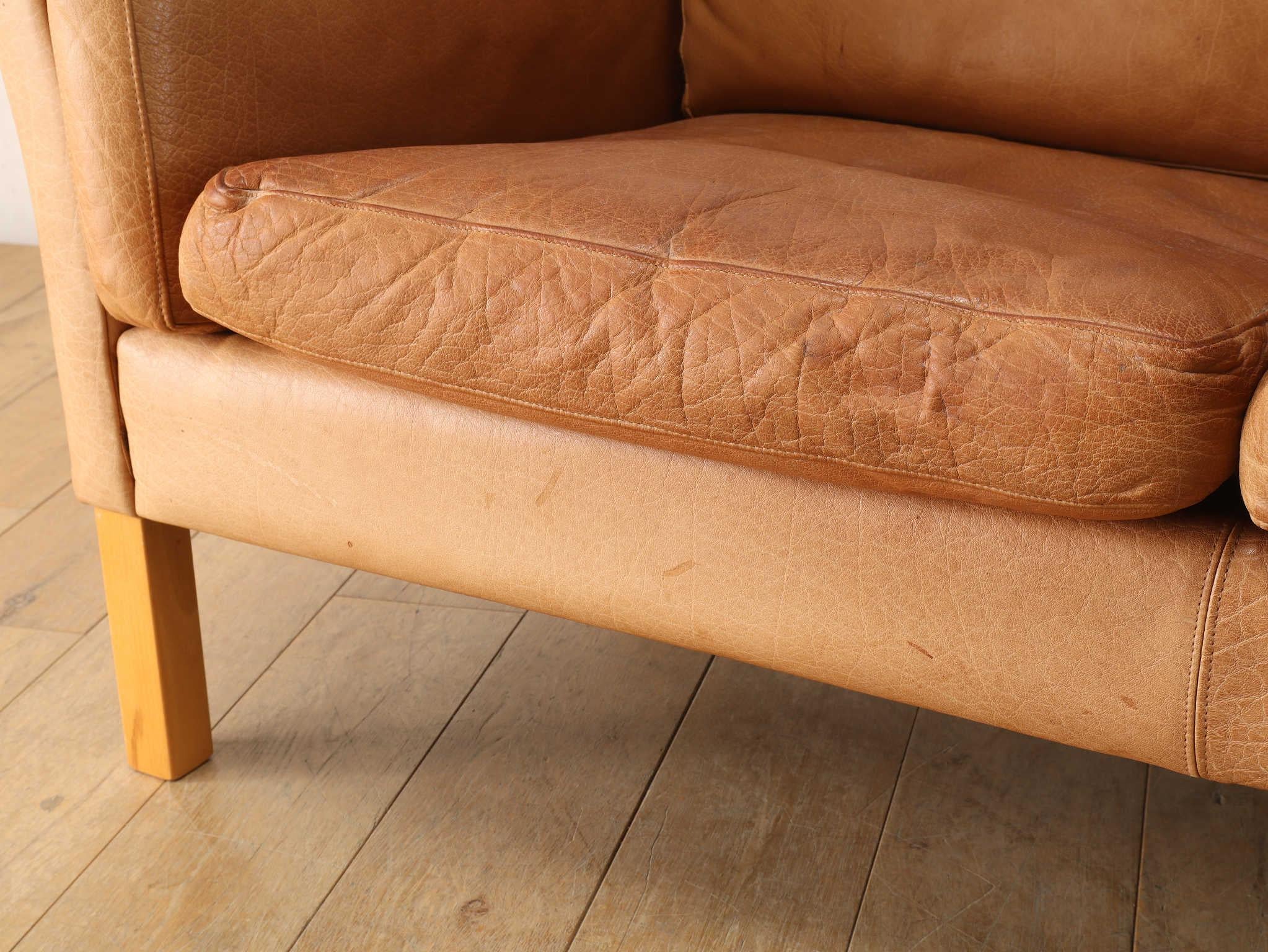 Mogens Hansen Leder 2-Sitzer Sofa 1970er Jahre im Angebot 9