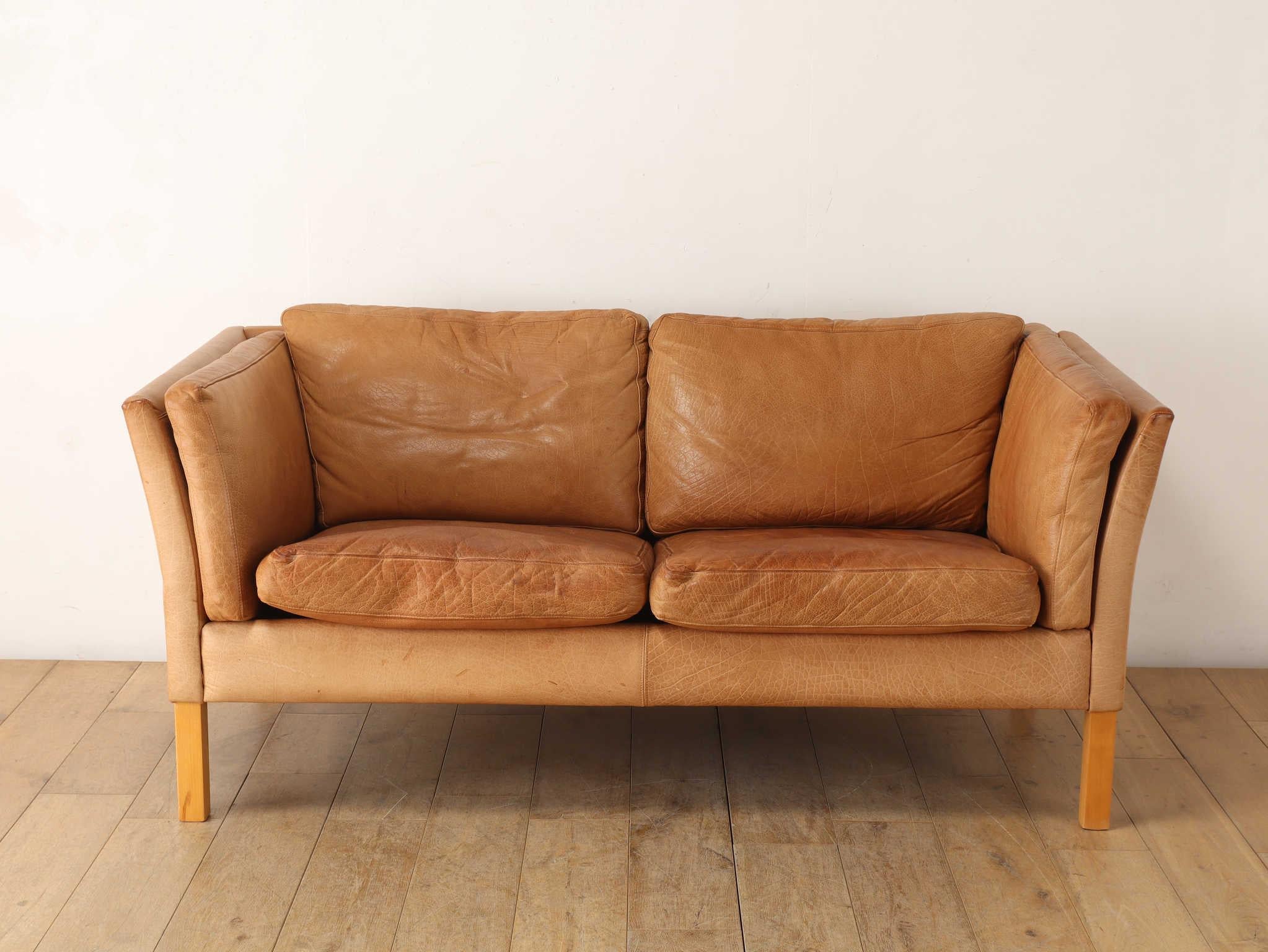 Mogens Hansen Leder 2-Sitzer Sofa 1970er Jahre im Angebot 11