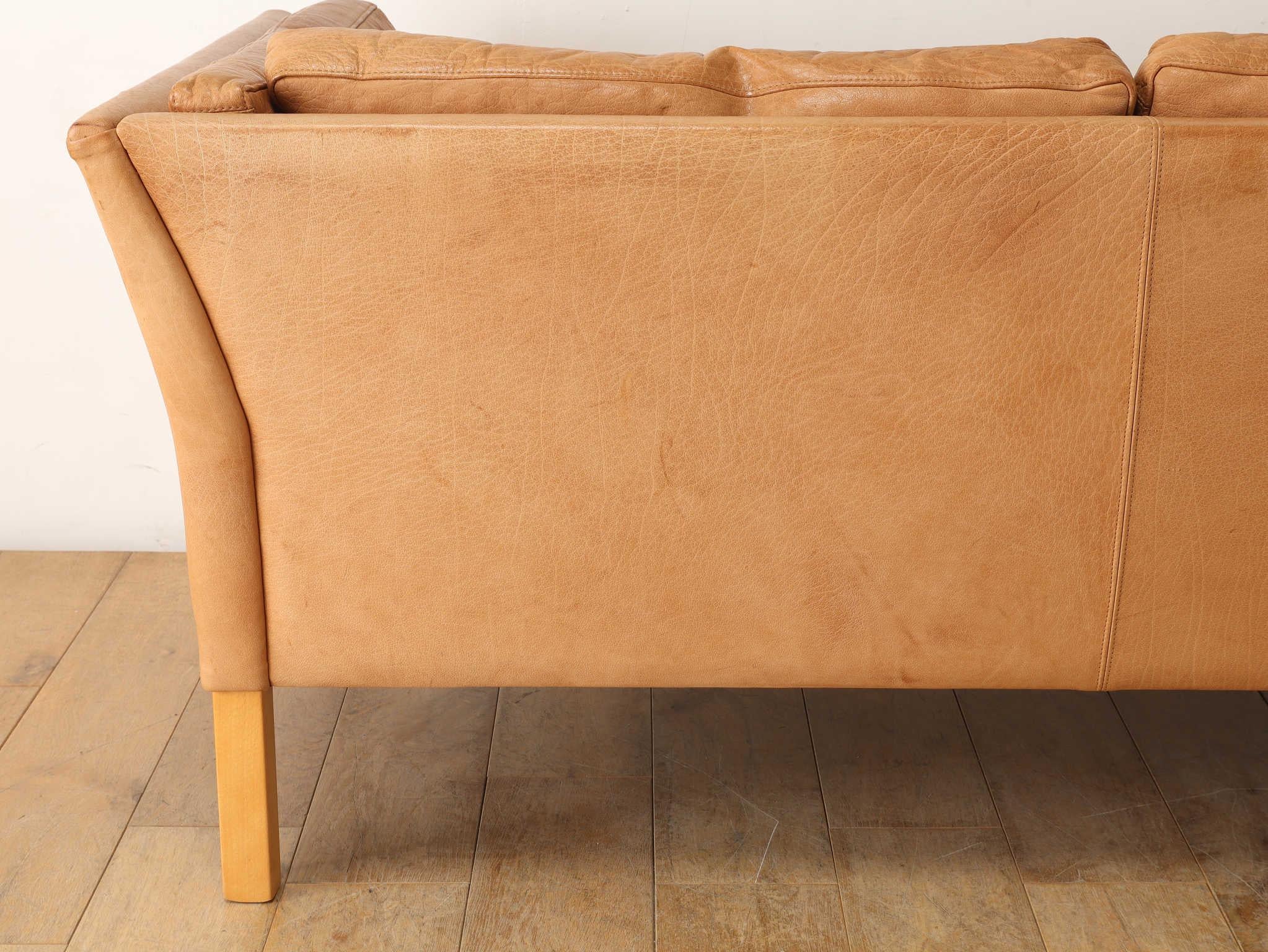 Mogens Hansen Leder 2-Sitzer Sofa 1970er Jahre im Angebot 14