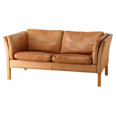 Mogens Hansen Leder 2-Sitzer Sofa 1970er Jahre