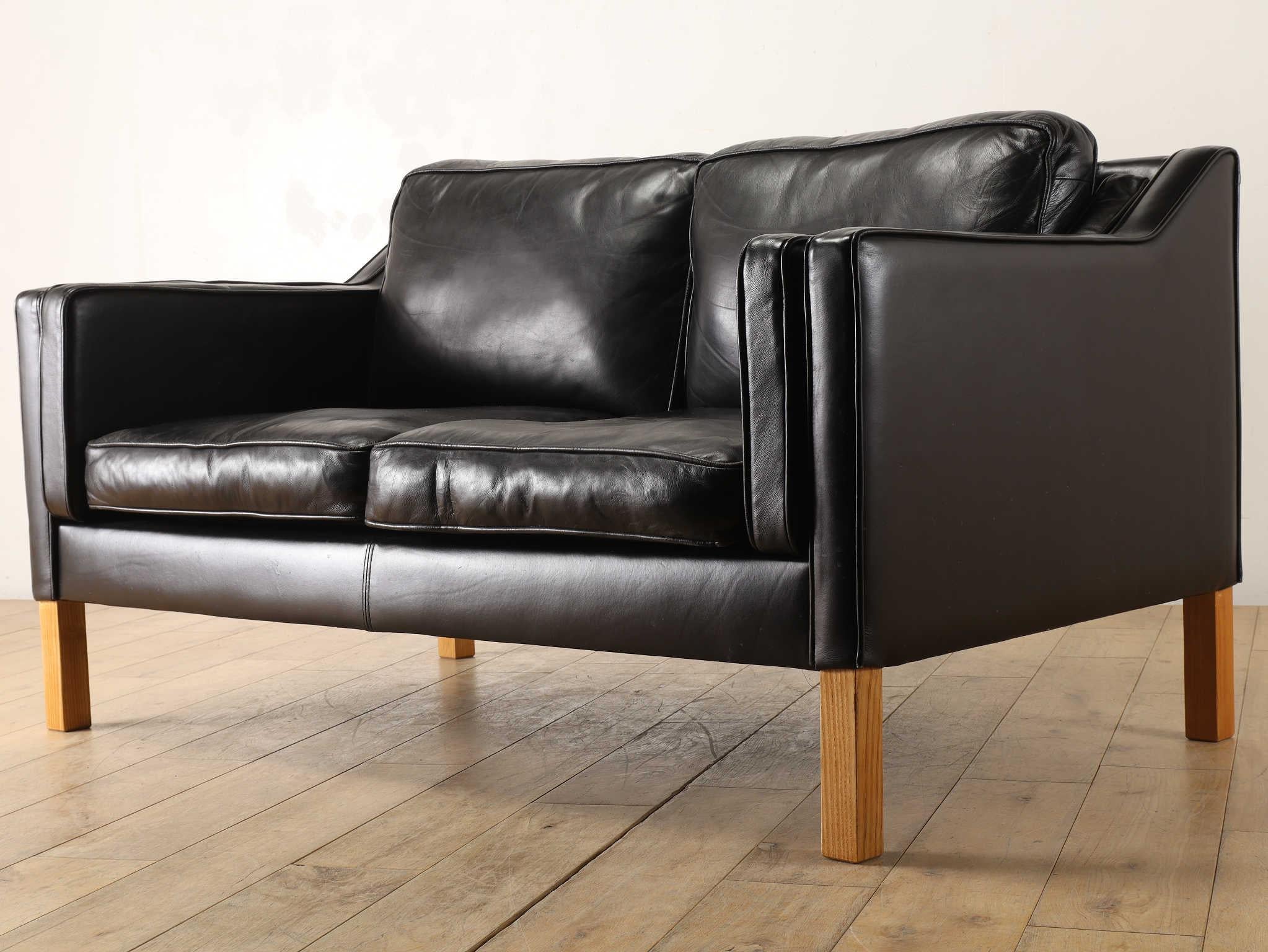 Mogens Hansen Leather 2 Seater Sofa 1980's For Sale 8