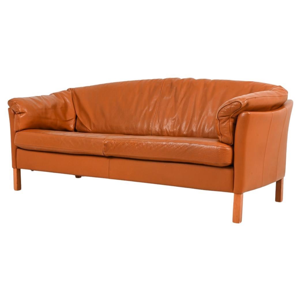 Mogens Hansen Model 535 Danish Modern Three-Seat Sofa in Leather & Oak For Sale