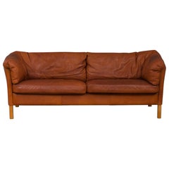 Mogens Hansen Sofa in Brown Leather with Deep Patina