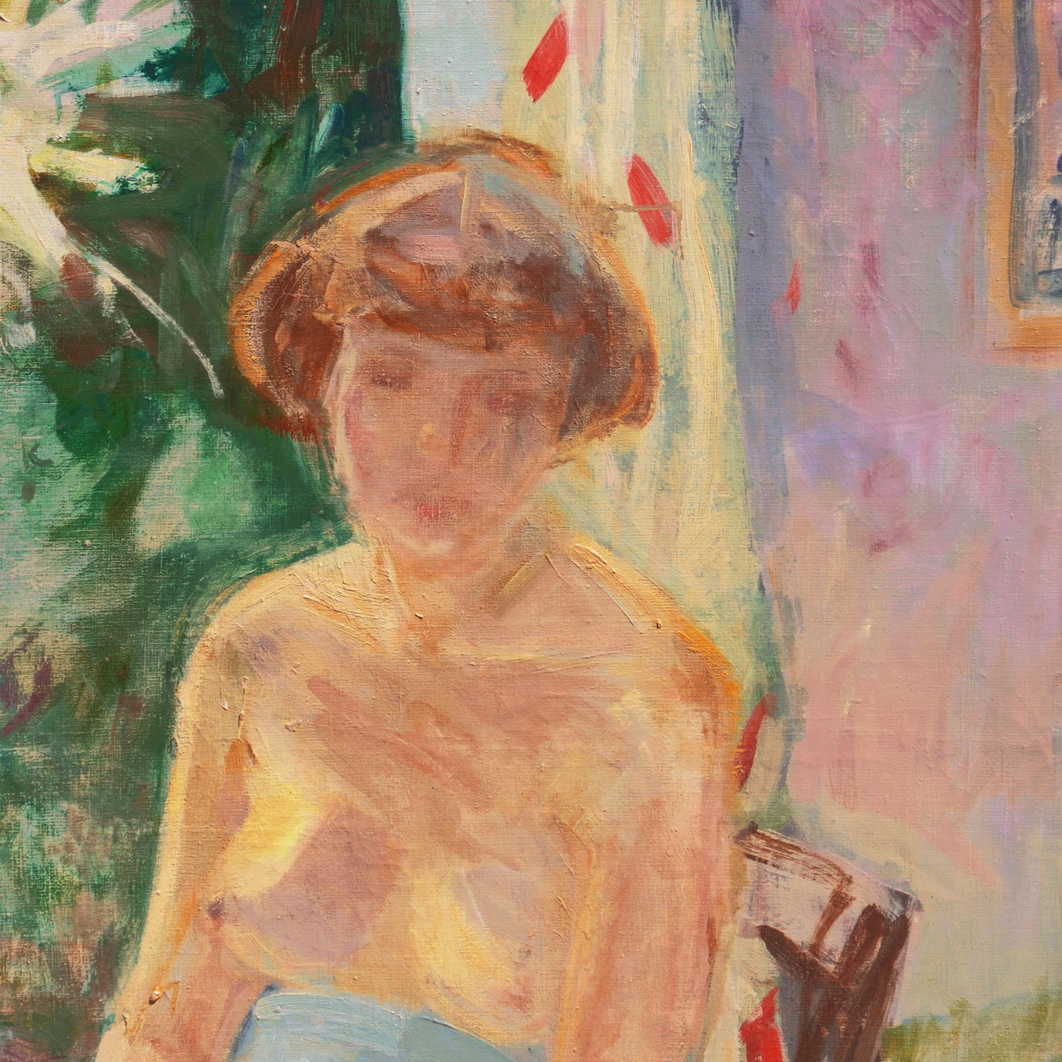 'Pregnant Woman Seated', Paris, Royal Academy, Charlottenborg, Bornholm, Benezit - Post-Impressionist Painting by Mogens Hertz