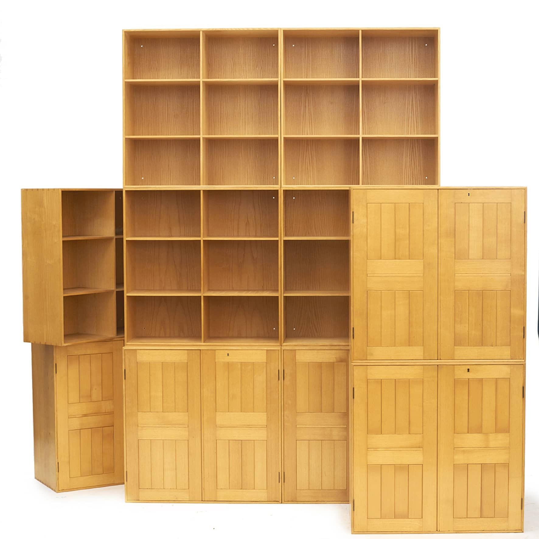 Mogens Koch Cabinet & Bookcase in Ash Wood by Cabinetmaker Rud, Rasmussen For Sale 1