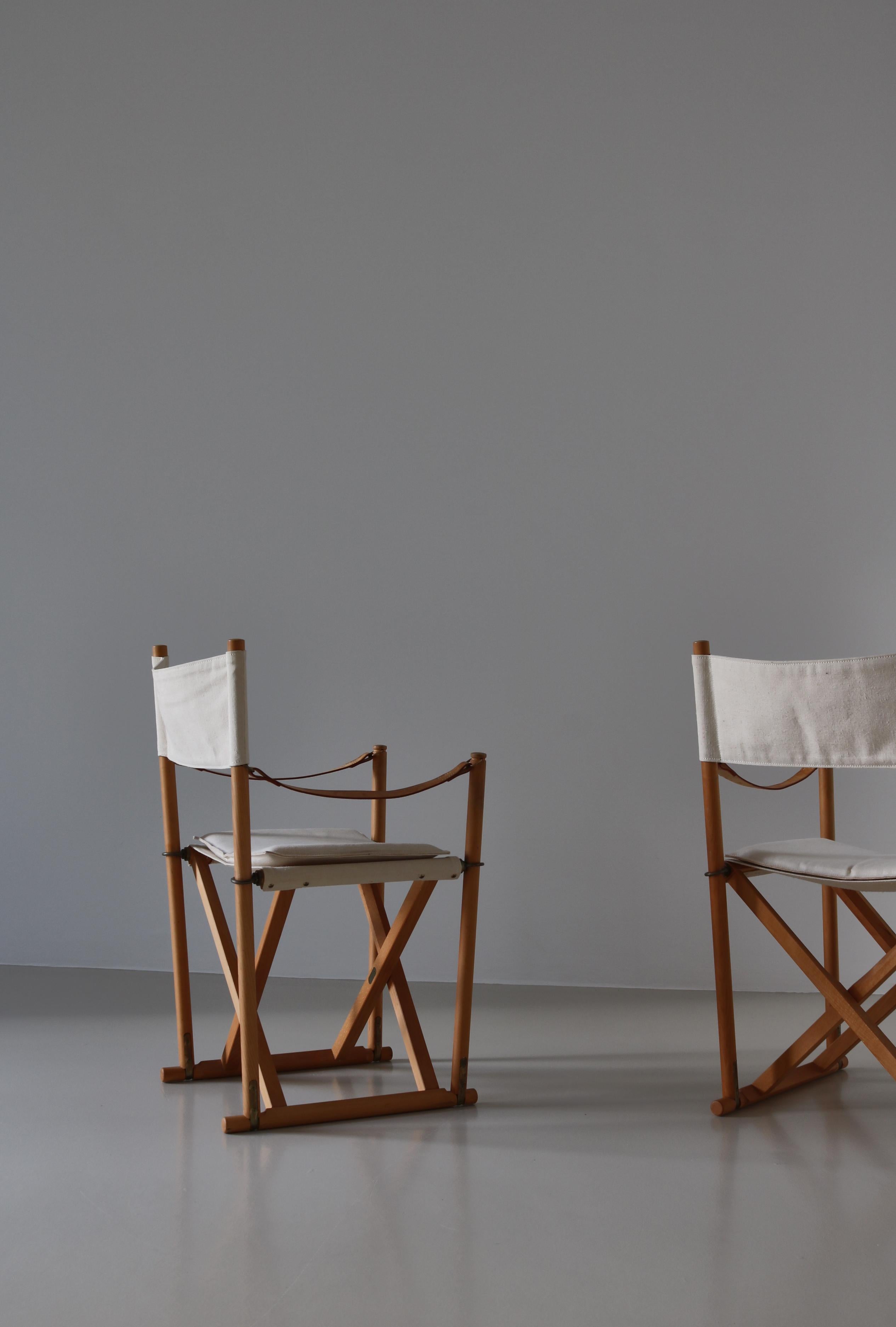Mogens Koch Folding Chairs MK-16 in Beech & Canvas, Rud Rasmussen, Copenhagen 2