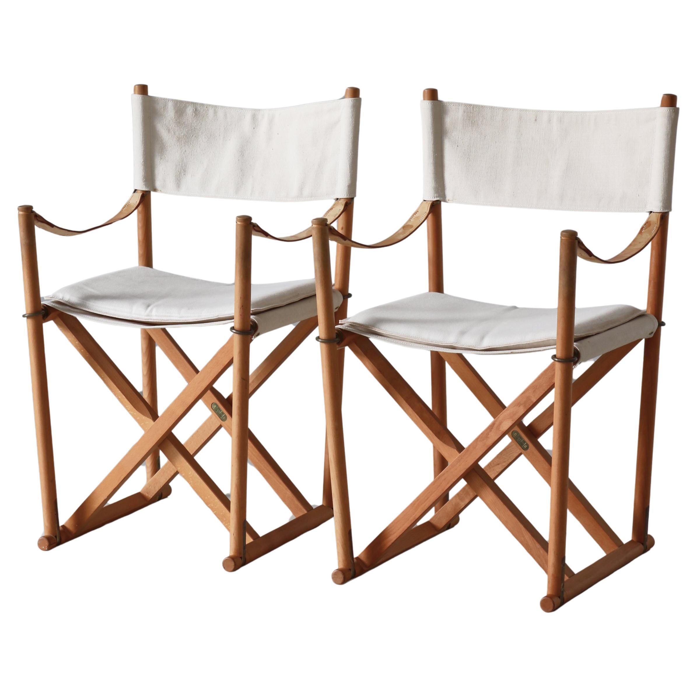 Mogens Koch Folding Chairs MK-16 in Beech & Canvas, Rud Rasmussen, Copenhagen