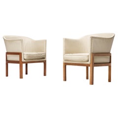 Mogens Koch for Ivan Schlechter Pair of 'Kamin' Armchairs in Leather and Oak