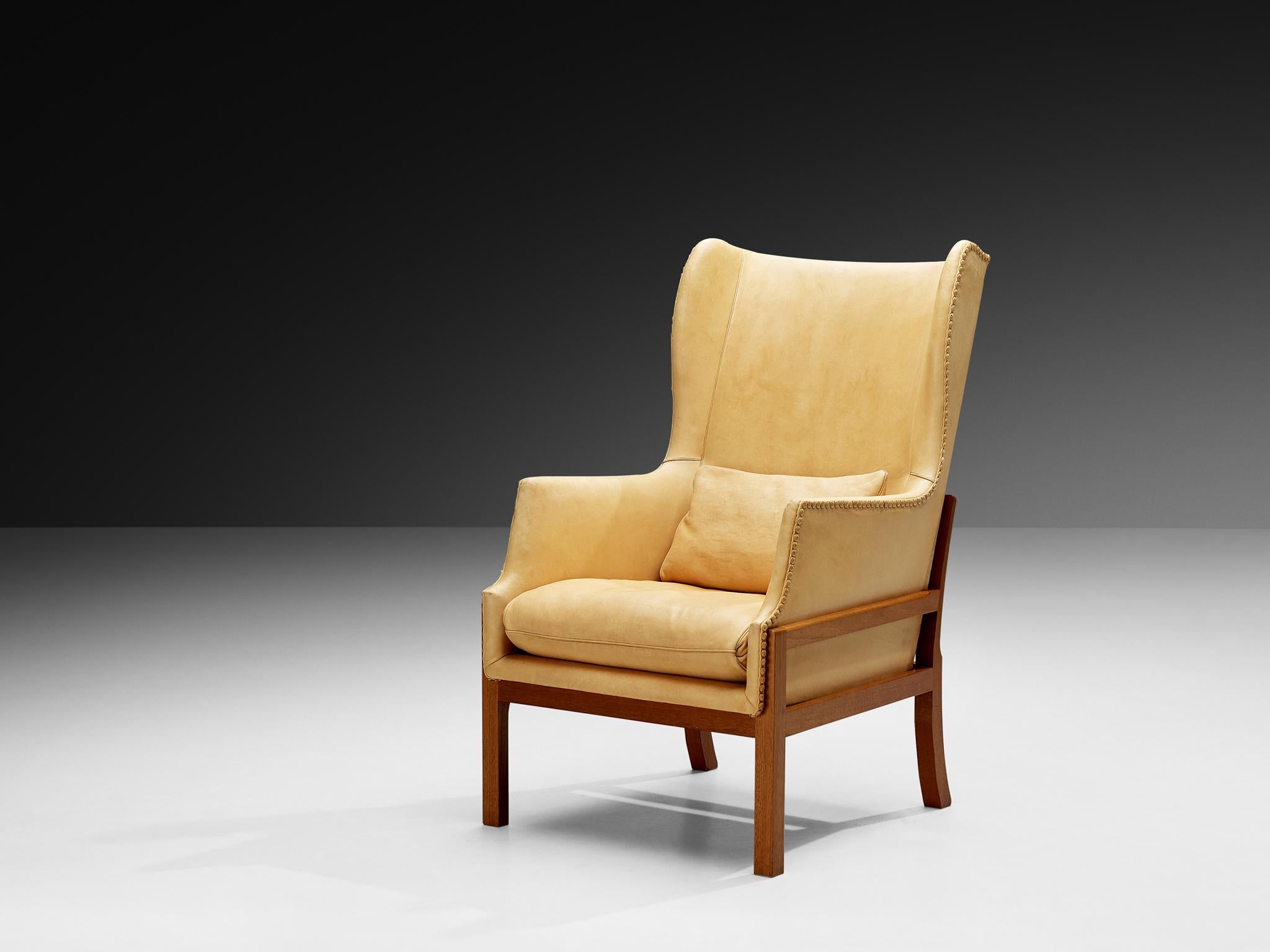 Fauteuil à oreilles Fireside de Mogens Koch pour K. Ivan Schlechter avec pouf en vente 3