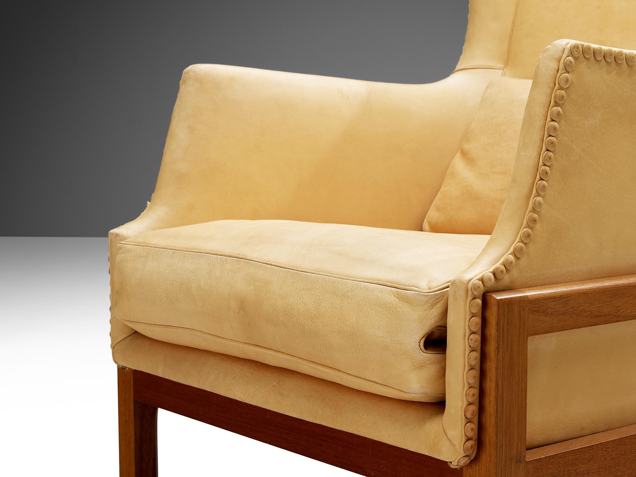 Mogens Koch for K. Ivan Schlechter 'Fireside' Wingback Chair with Ottoman  For Sale 3