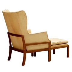 Mogens Koch for K. Ivan Schlechter 'Fireside' Wingback Chair with Ottoman