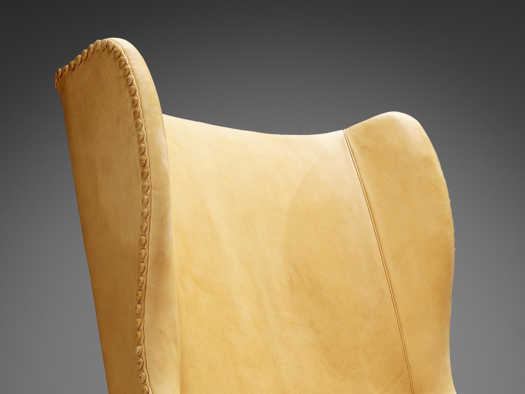 Mid-20th Century Mogens Koch for K. Ivan Schlechter 'Fireside' Wingback Chair with Ottoman  For Sale