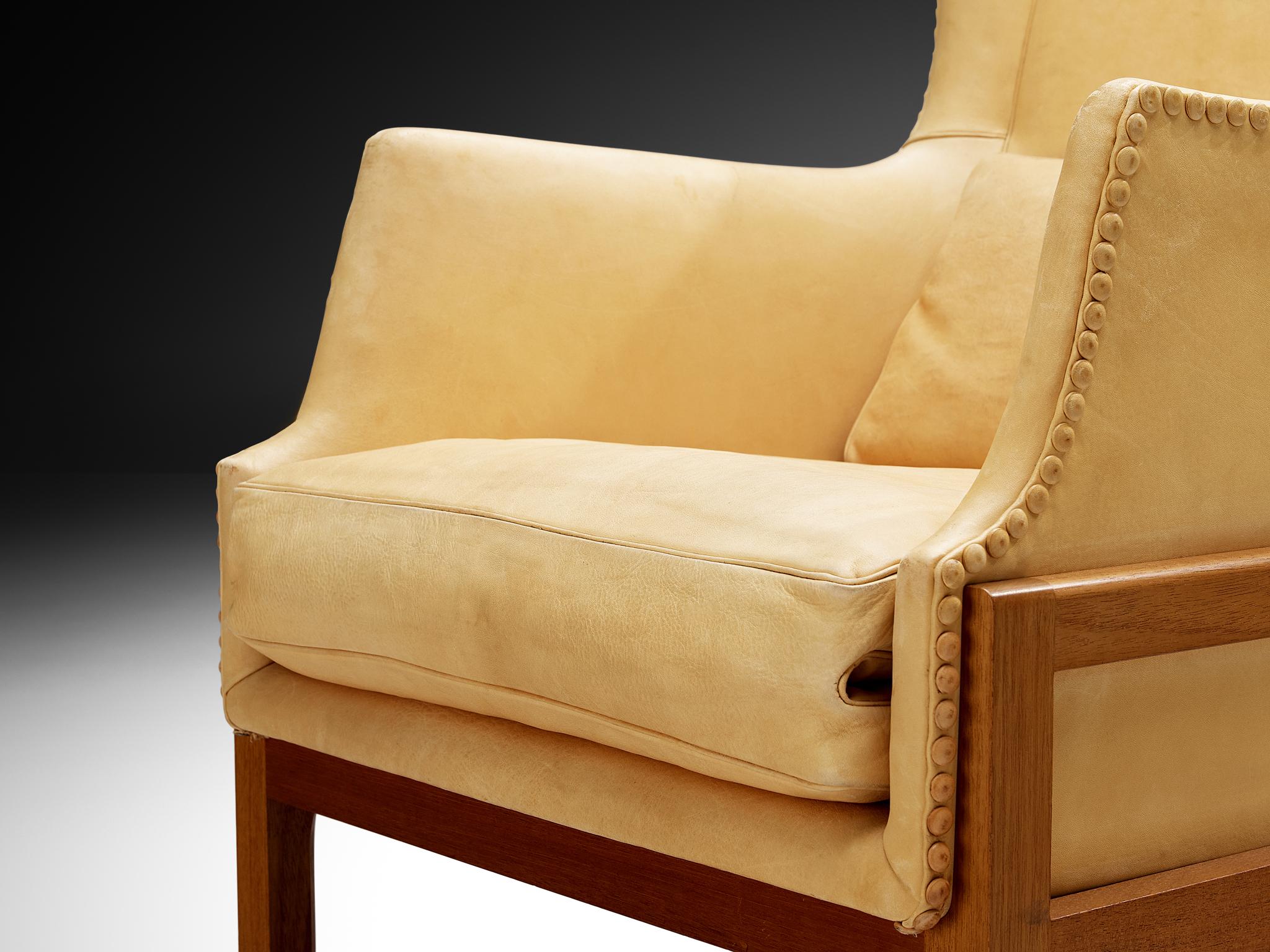 Fauteuil à oreilles Fireside de Mogens Koch pour K. Ivan Schlechter avec pouf en vente 2