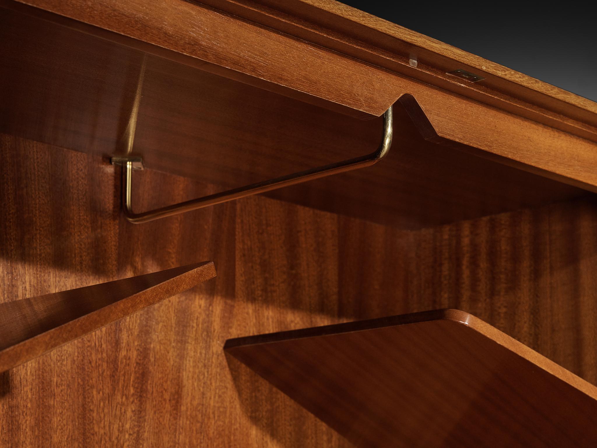 Laiton Mogens Koch for Rud Rasmussen Tall Cabinet or Wardrobe in Mahogany en vente