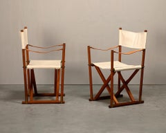 Mogens Koch MK-16 Folding Chair in Teak Wood with Canvas for Rud Rasmussen