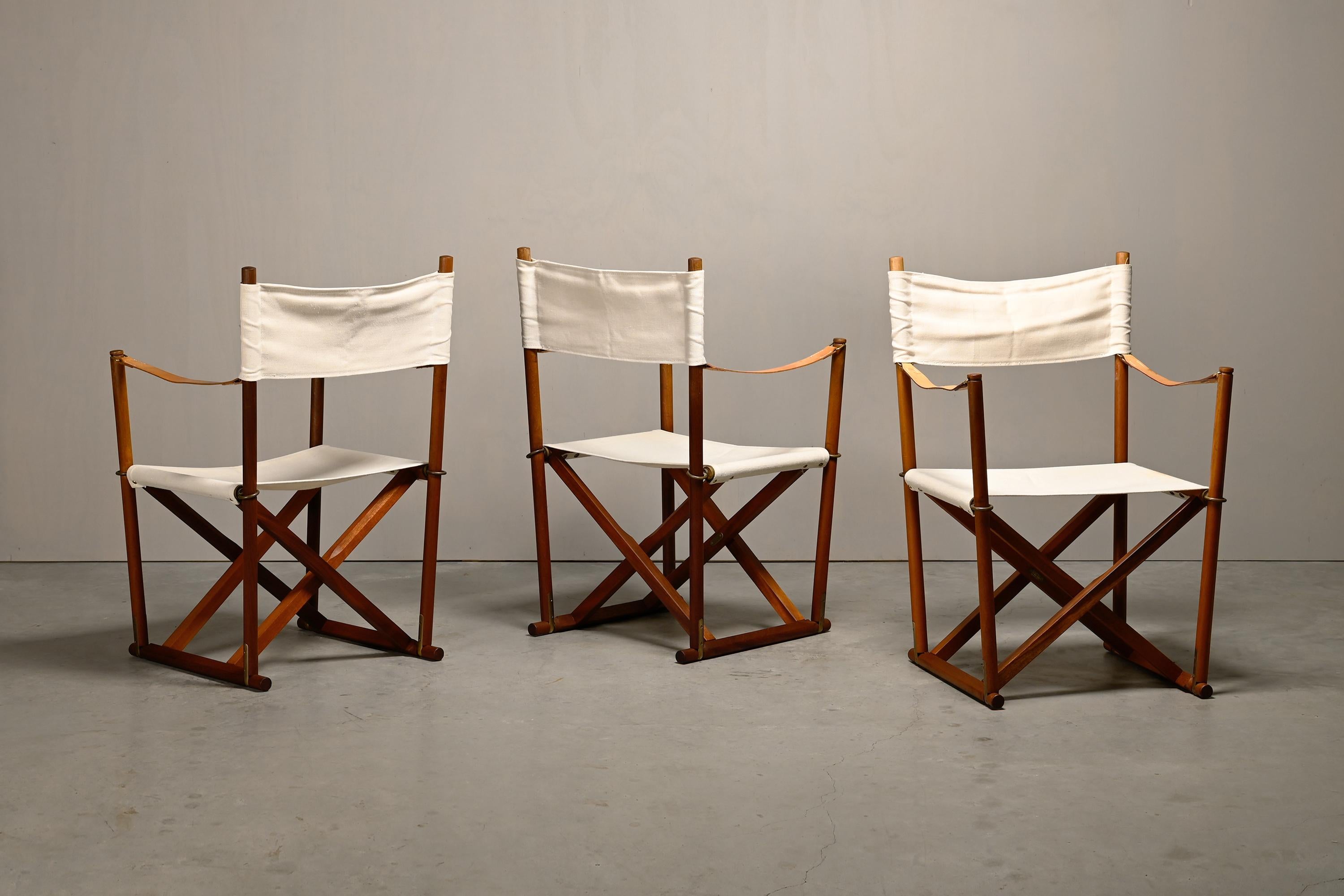 Mogens Koch MK-16 Folding Chair in Teak Wood with Canvas for Rud