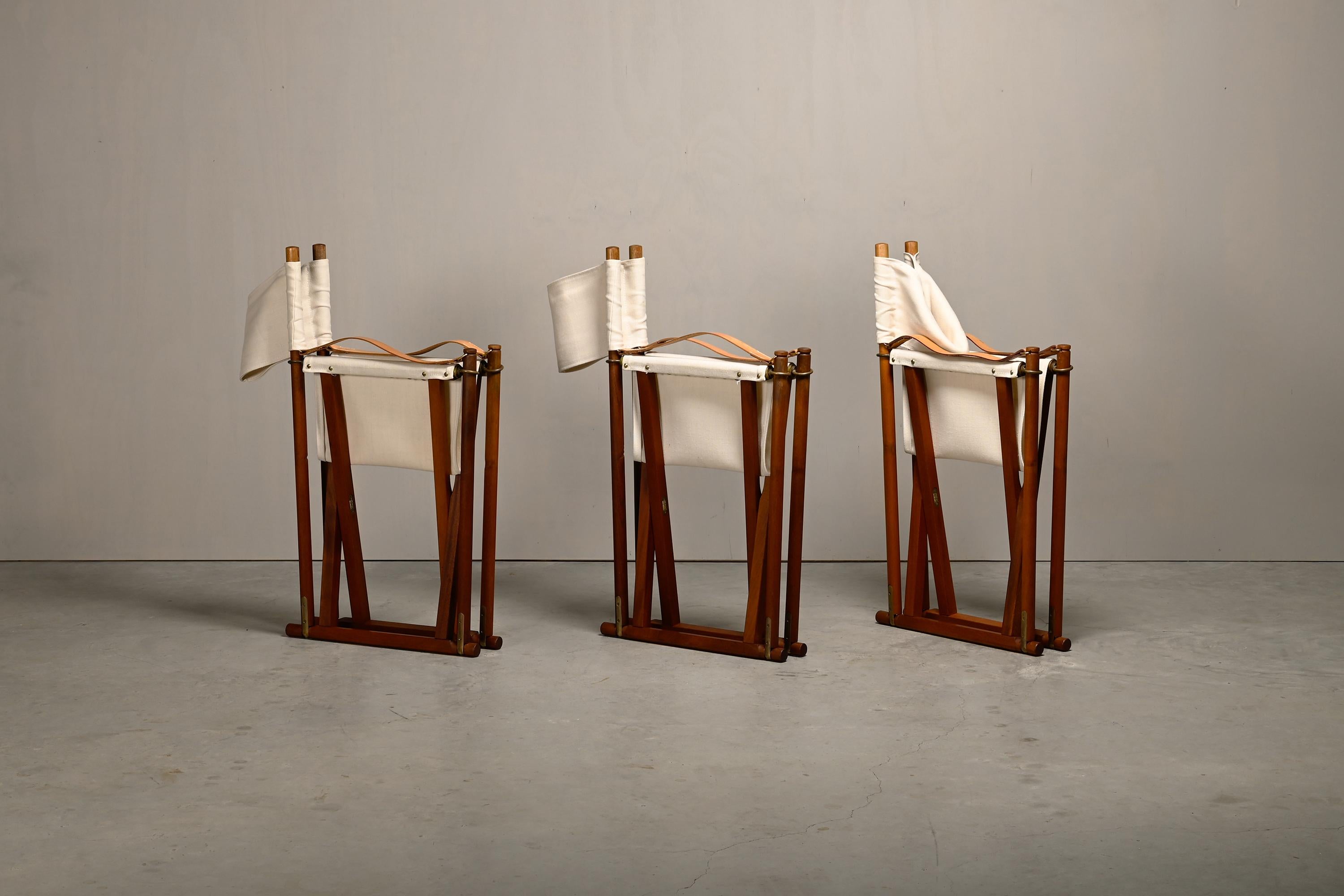 Mogens Koch MK-16 Folding Chair in Teak Wood with Canvas for Rud
