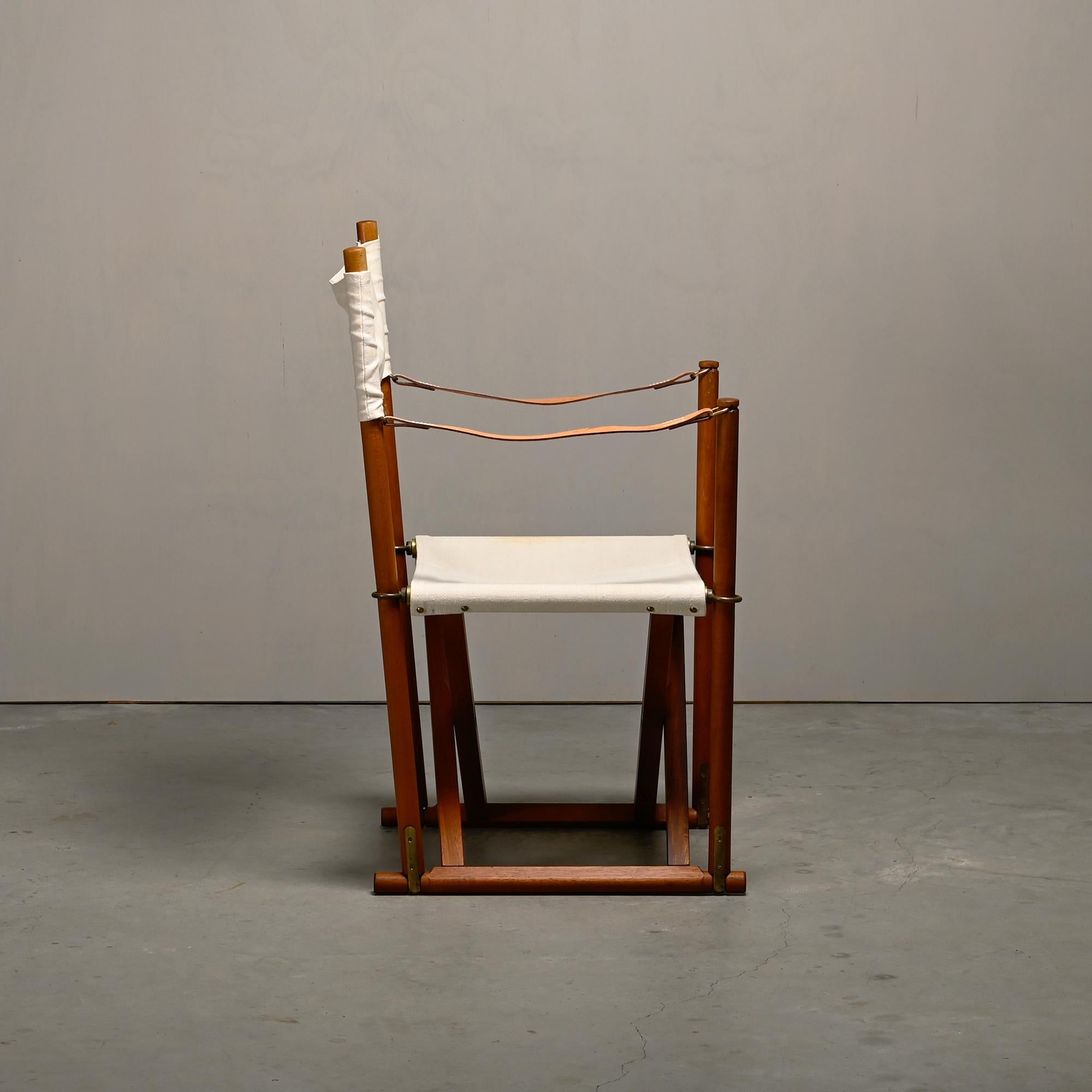 Mogens Koch MK-16 Folding Chair in Teak Wood with Canvas for Rud