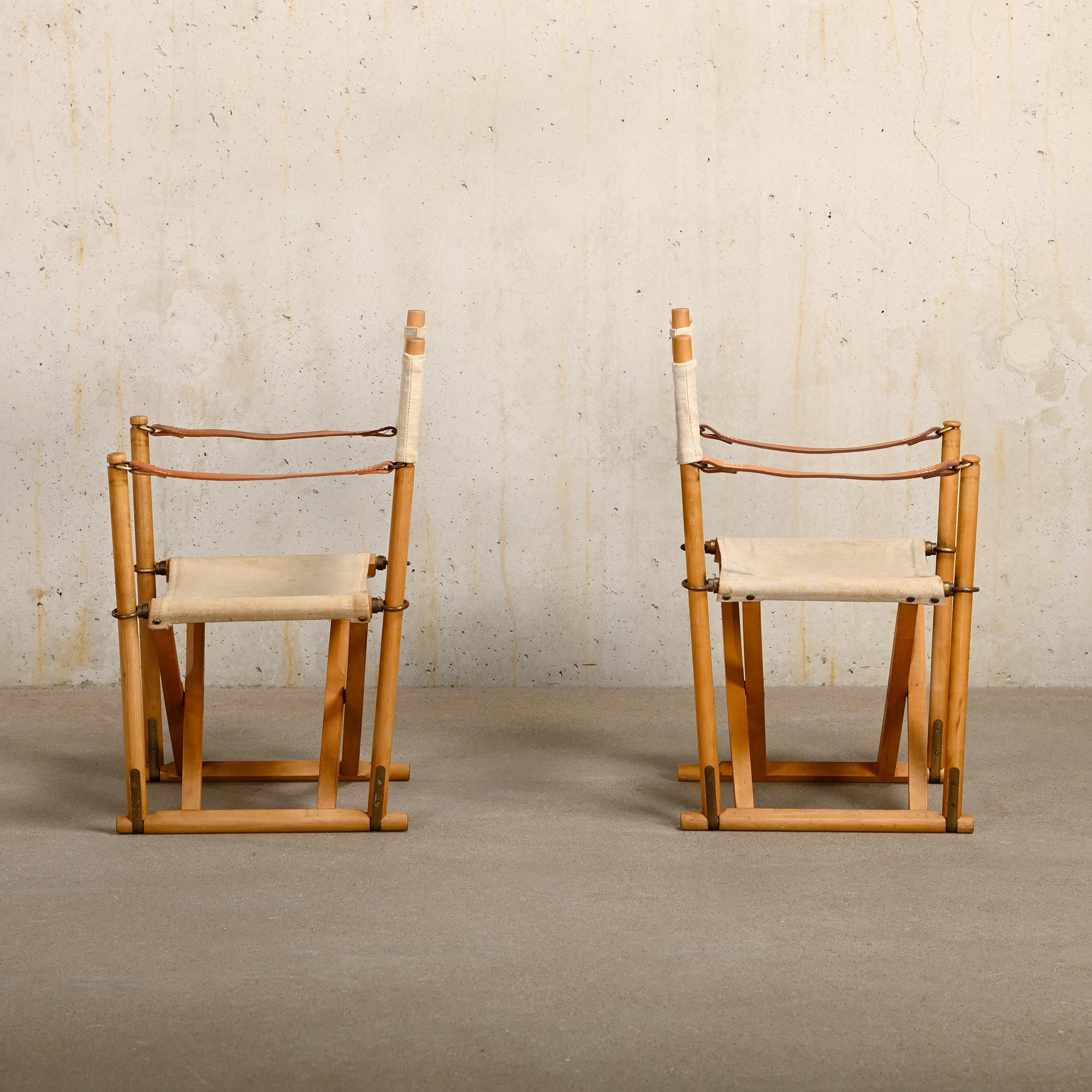Mid-20th Century Mogens Koch MK16 Children's Folding Chair Beech Wood / Canvas for Rud Rasmussen