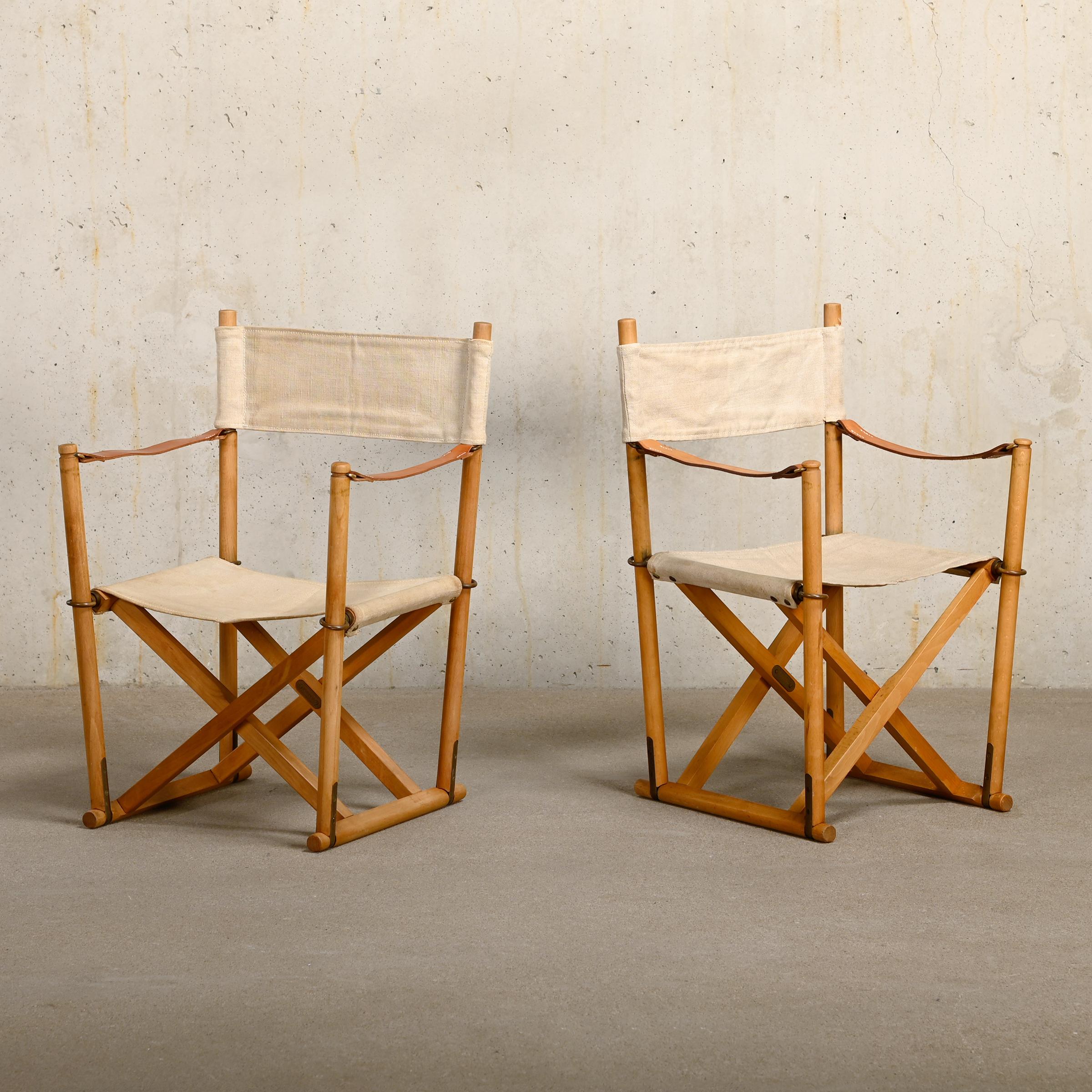 Leather Mogens Koch MK16 Children's Folding Chair Beech Wood / Canvas for Rud Rasmussen