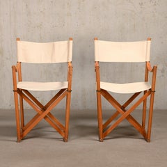 Chaise pliante Mogens Koch MK16 en bois de hêtre et toile pour Rad Rasmussen, DK