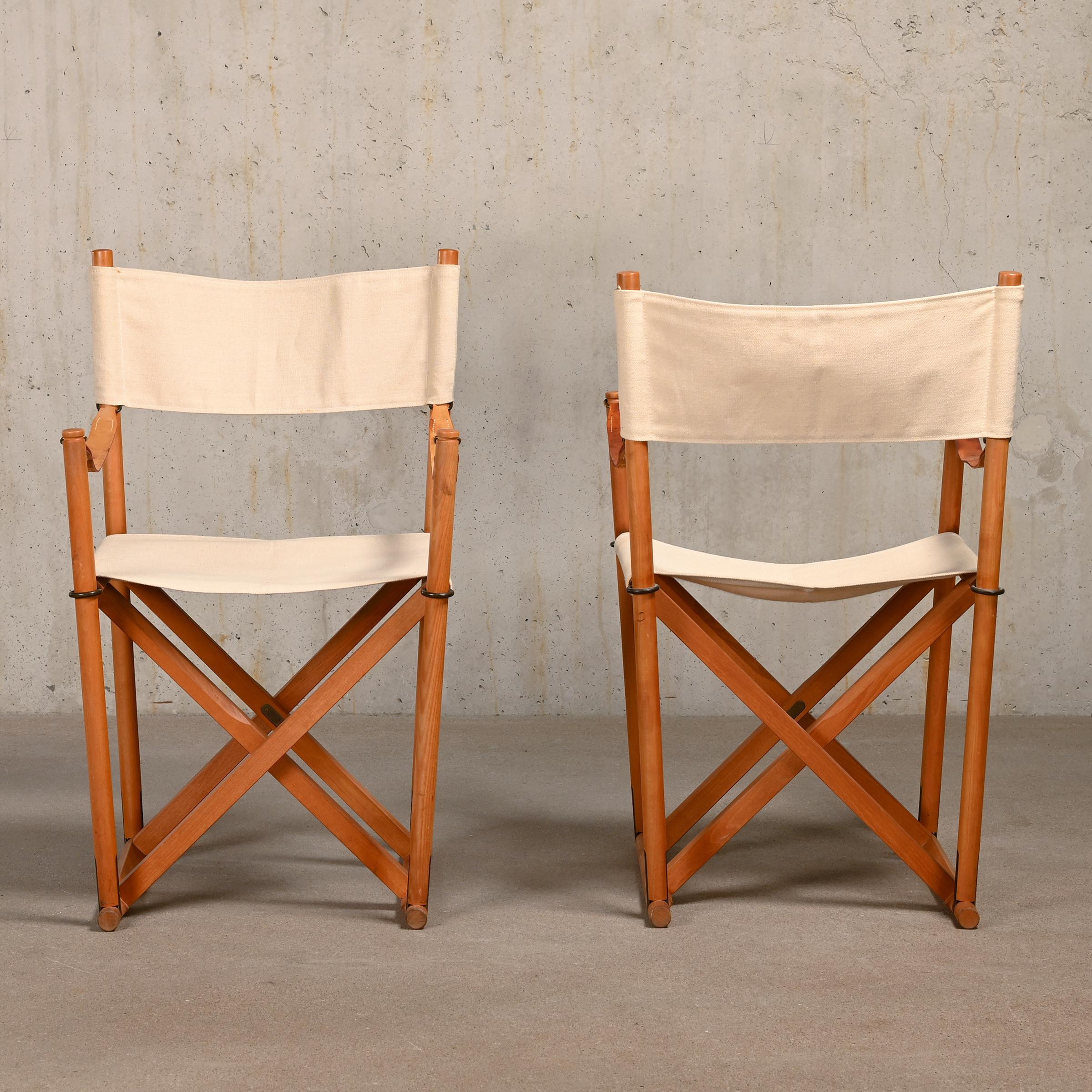 Scandinavian Modern Mogens Koch MK16 Folding Chair in Beech Wood and Canvas for Rud Rasmussen, DK