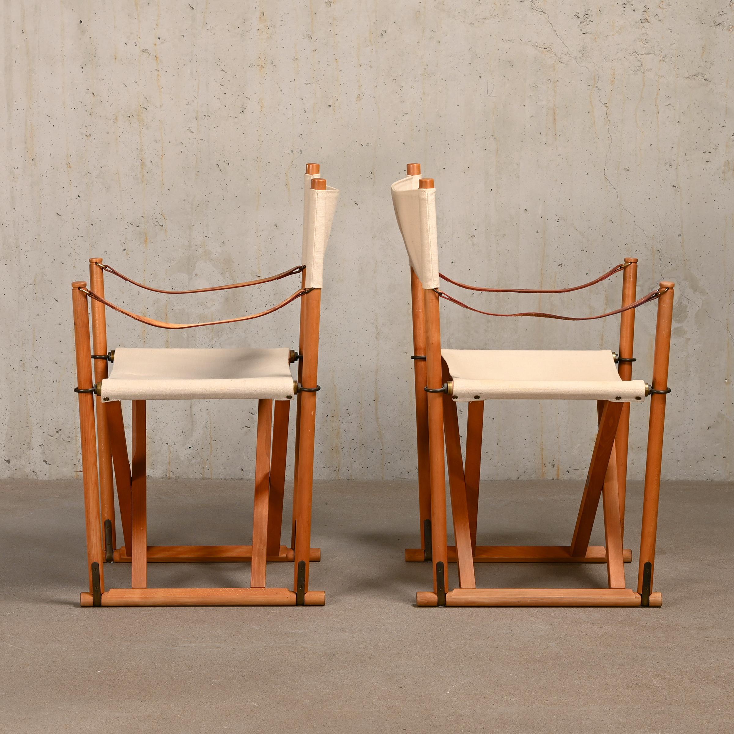 Danish Mogens Koch MK16 Folding Chair in Beech Wood and Canvas for Rud Rasmussen, DK