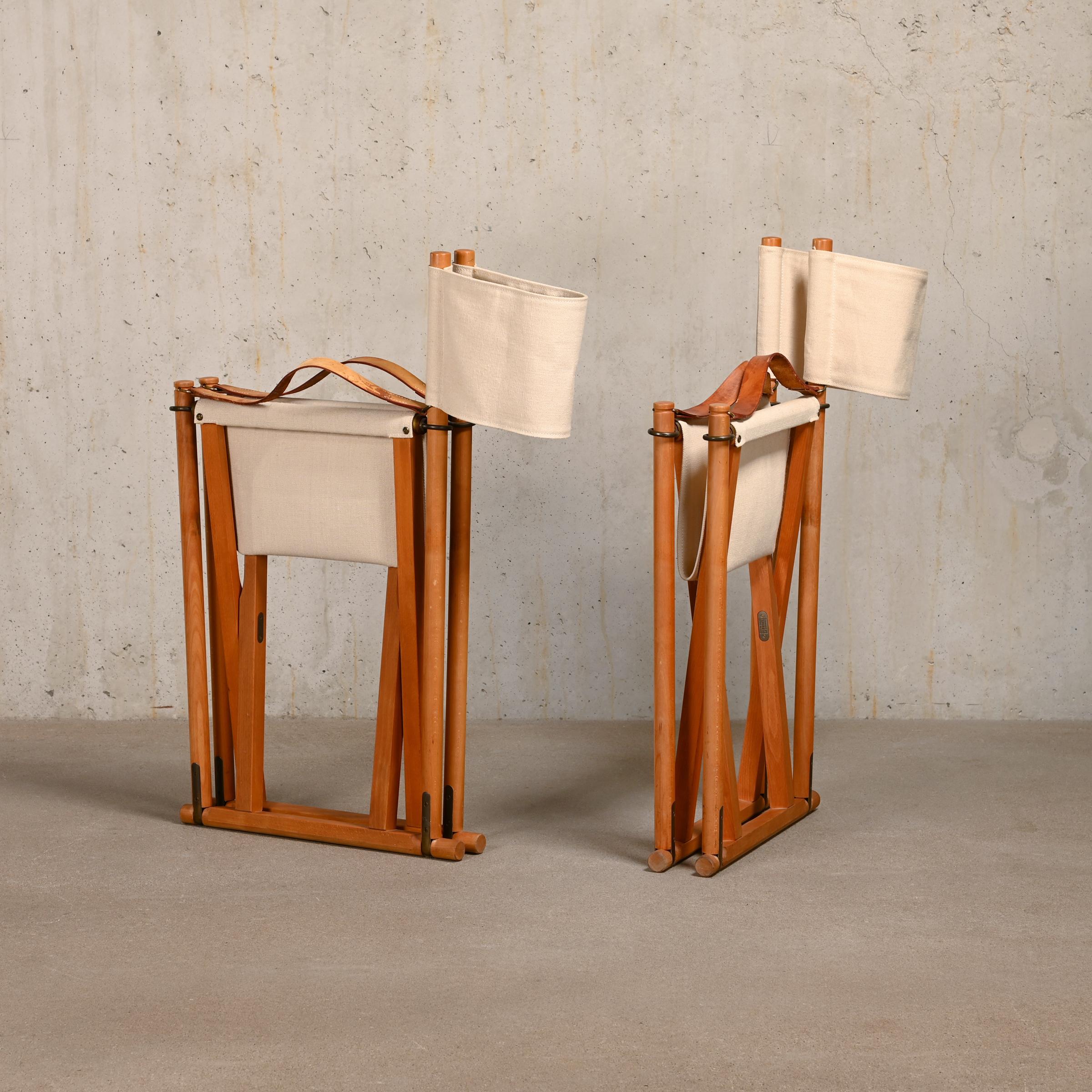 Mogens Koch MK16 Folding Chair in Beech Wood and Canvas for Rud Rasmussen, DK 1