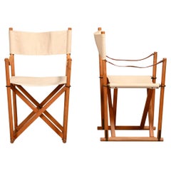 Mogens Koch MK16 Folding Chair in Beech Wood and Canvas for Rud Rasmussen, DK