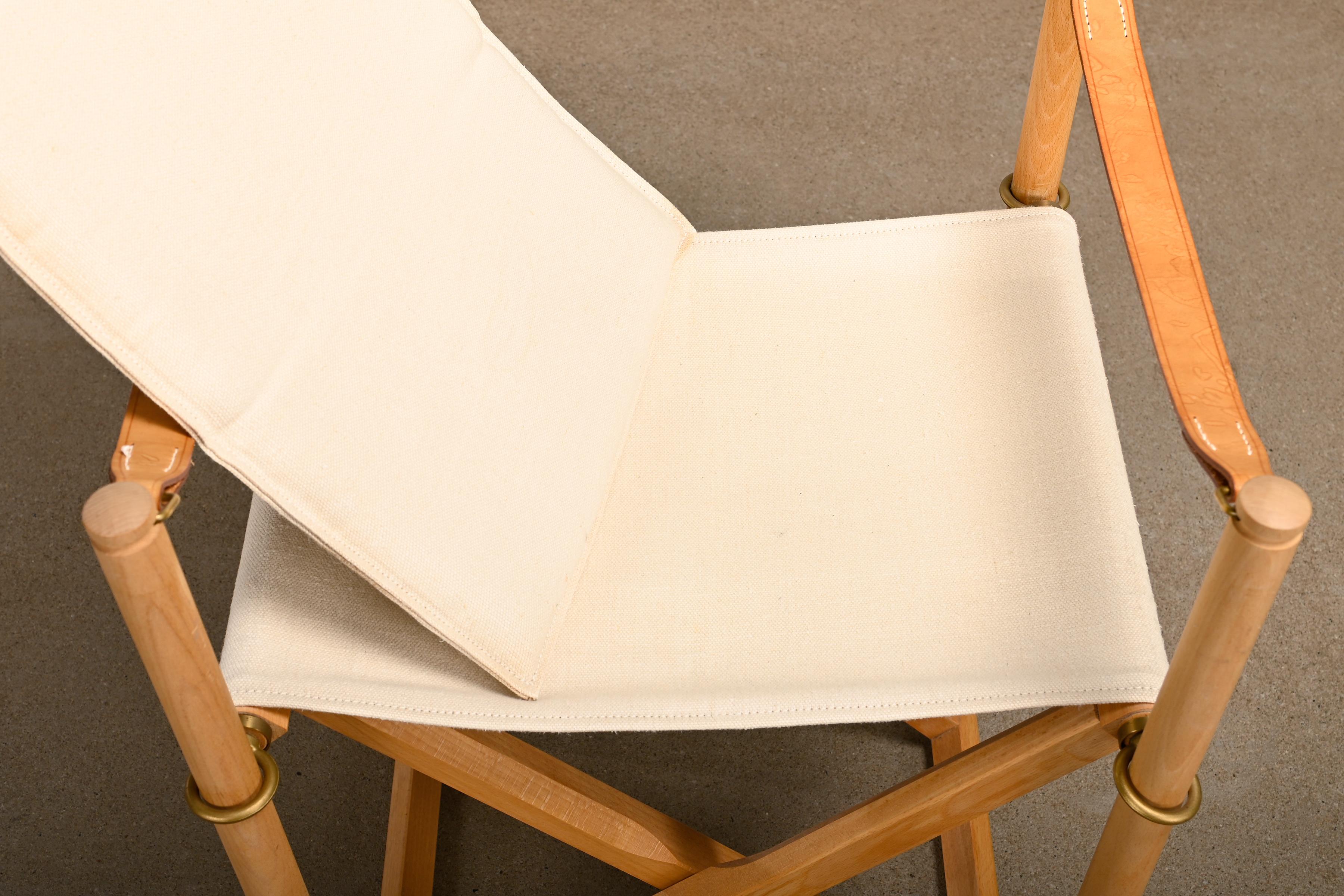 Mogens Koch MK16 Folding Chair in Beech Wood and Canvas for Rud Rasmussen, DK 9