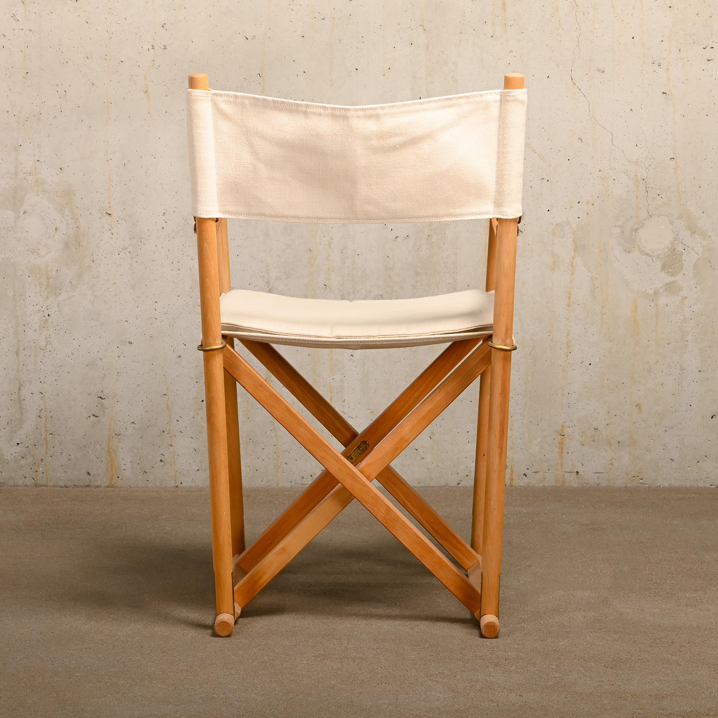 Mogens Koch MK16 Folding Chair in Beech Wood and Canvas for Rud Rasmussen, DK In Good Condition In Amsterdam, NL