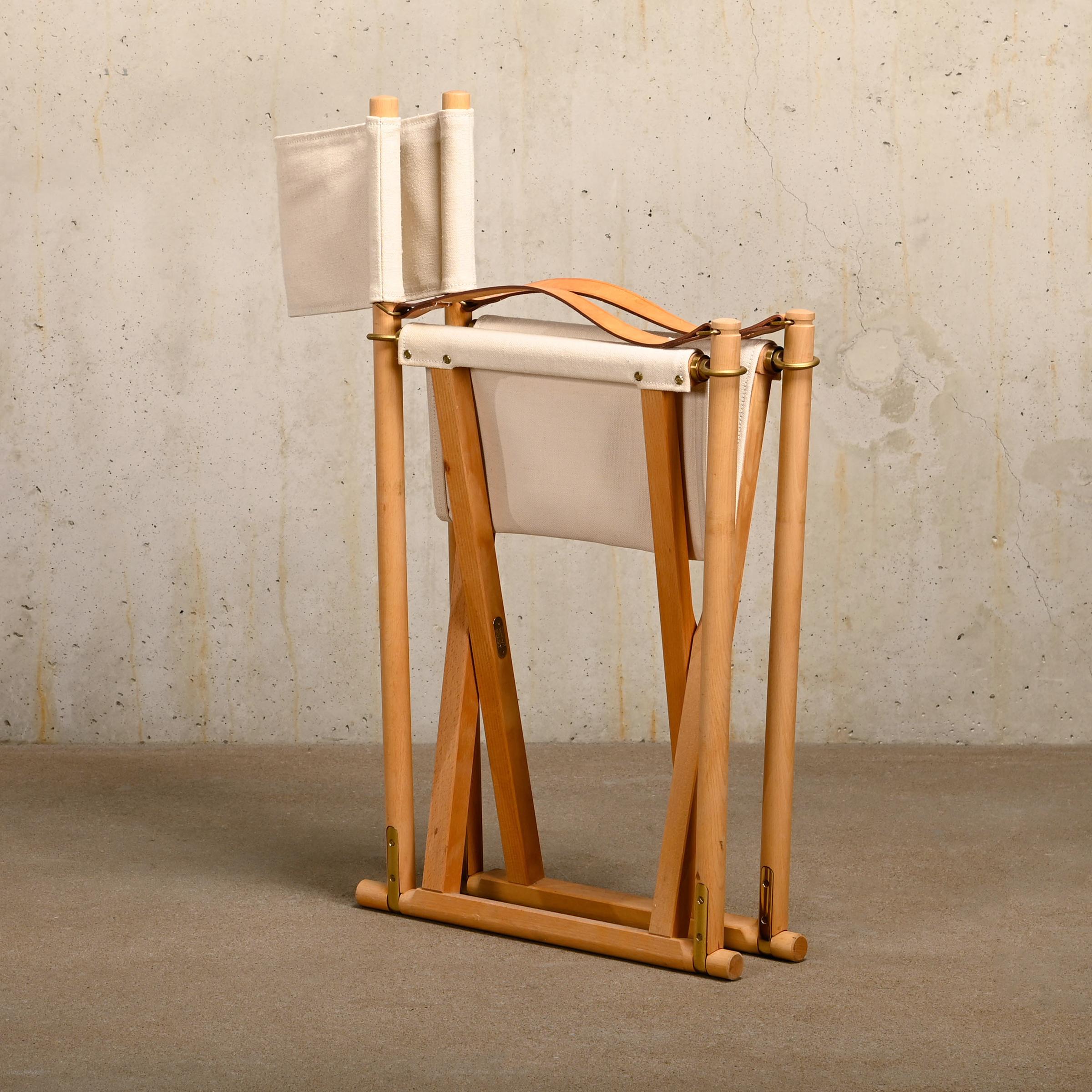Mogens Koch MK16 Folding Chair in Beech Wood and Canvas for Rud Rasmussen, DK 1