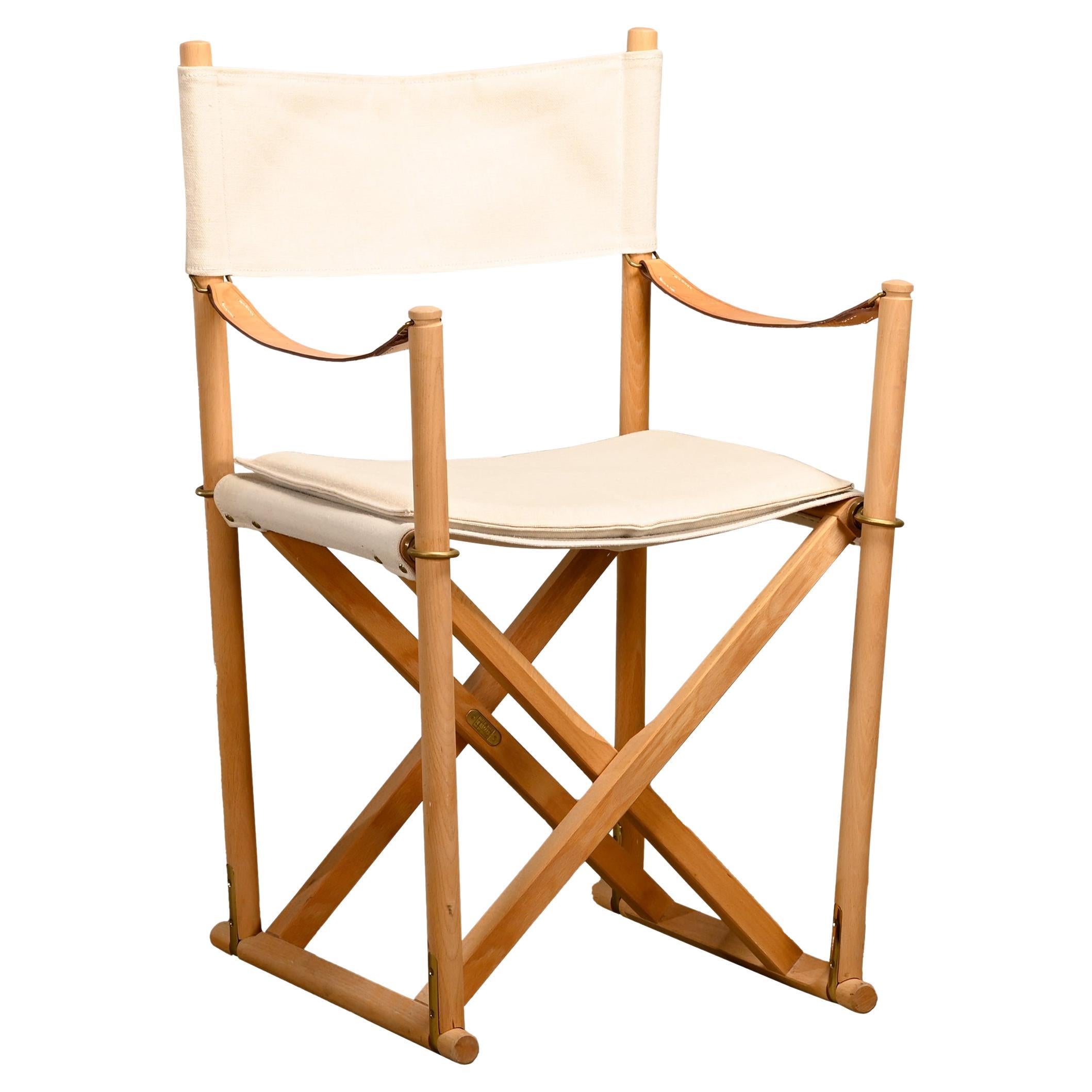 Mogens Koch MK16 Folding Chair in Beech Wood and Canvas for Rud Rasmussen, DK