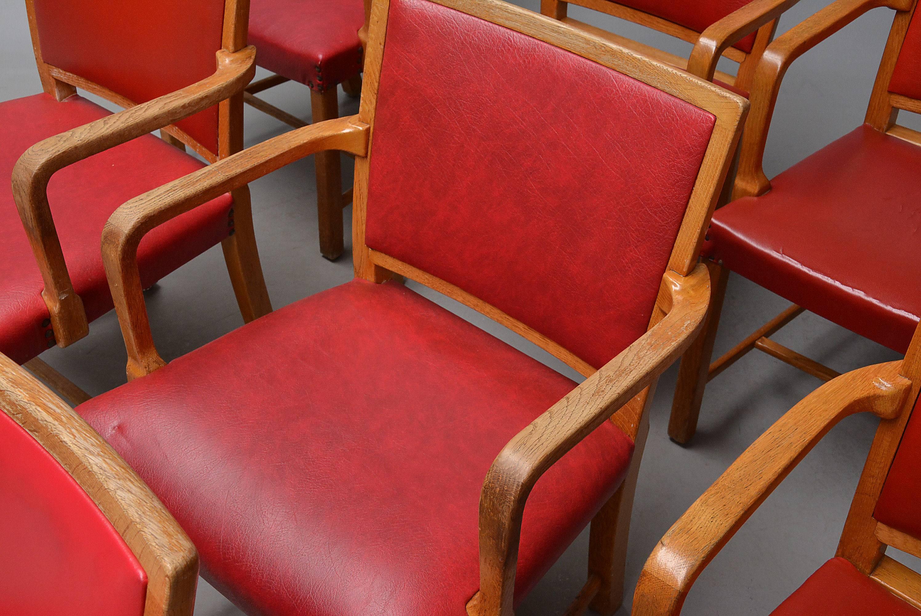 Mogens Koch Oak Armchairs for Sønderborg Hospital In Fair Condition For Sale In Vienna, AT