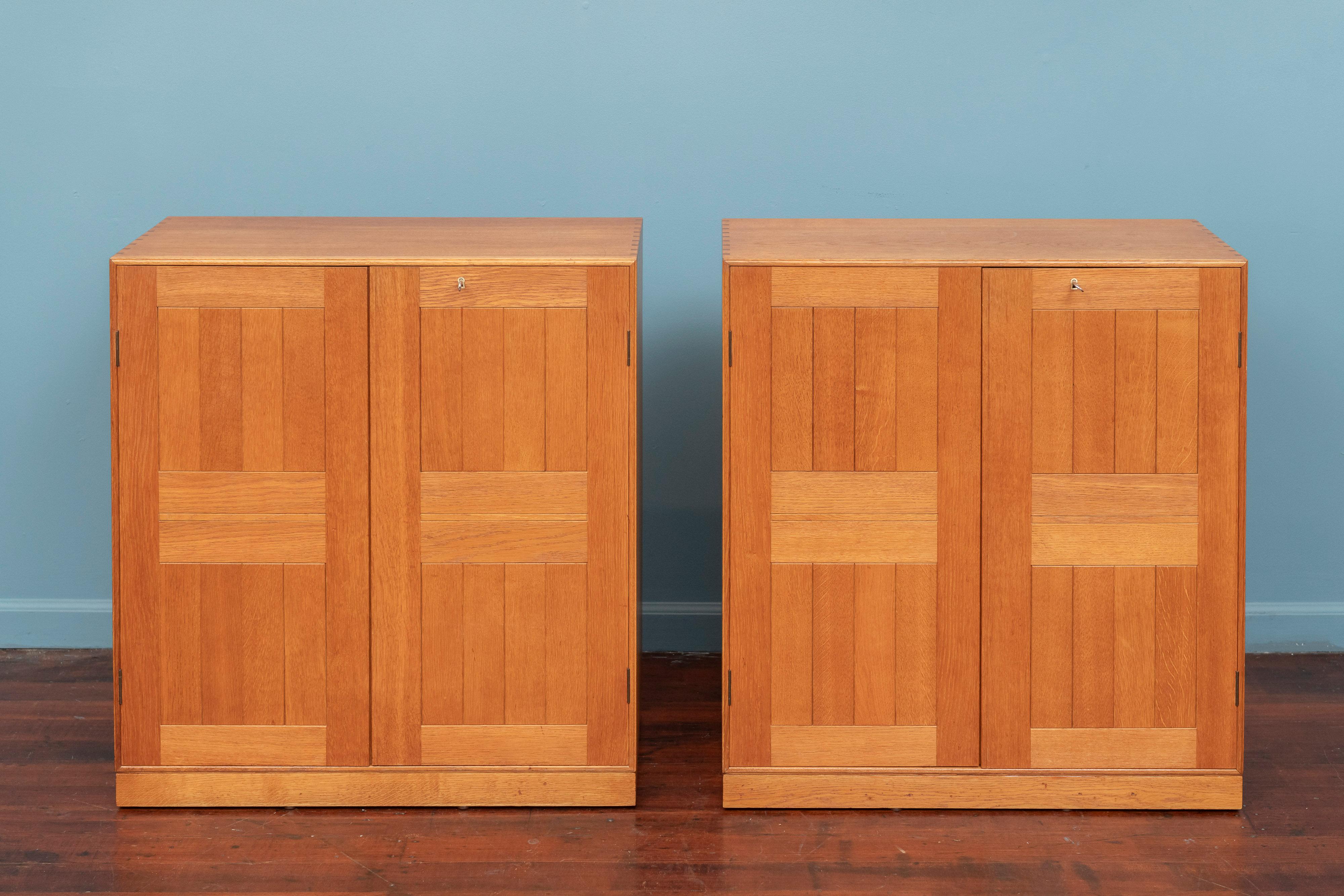 Scandinavian Modern Mogens Koch Oak Cabinets or Nightstands by Rud Rasmussen