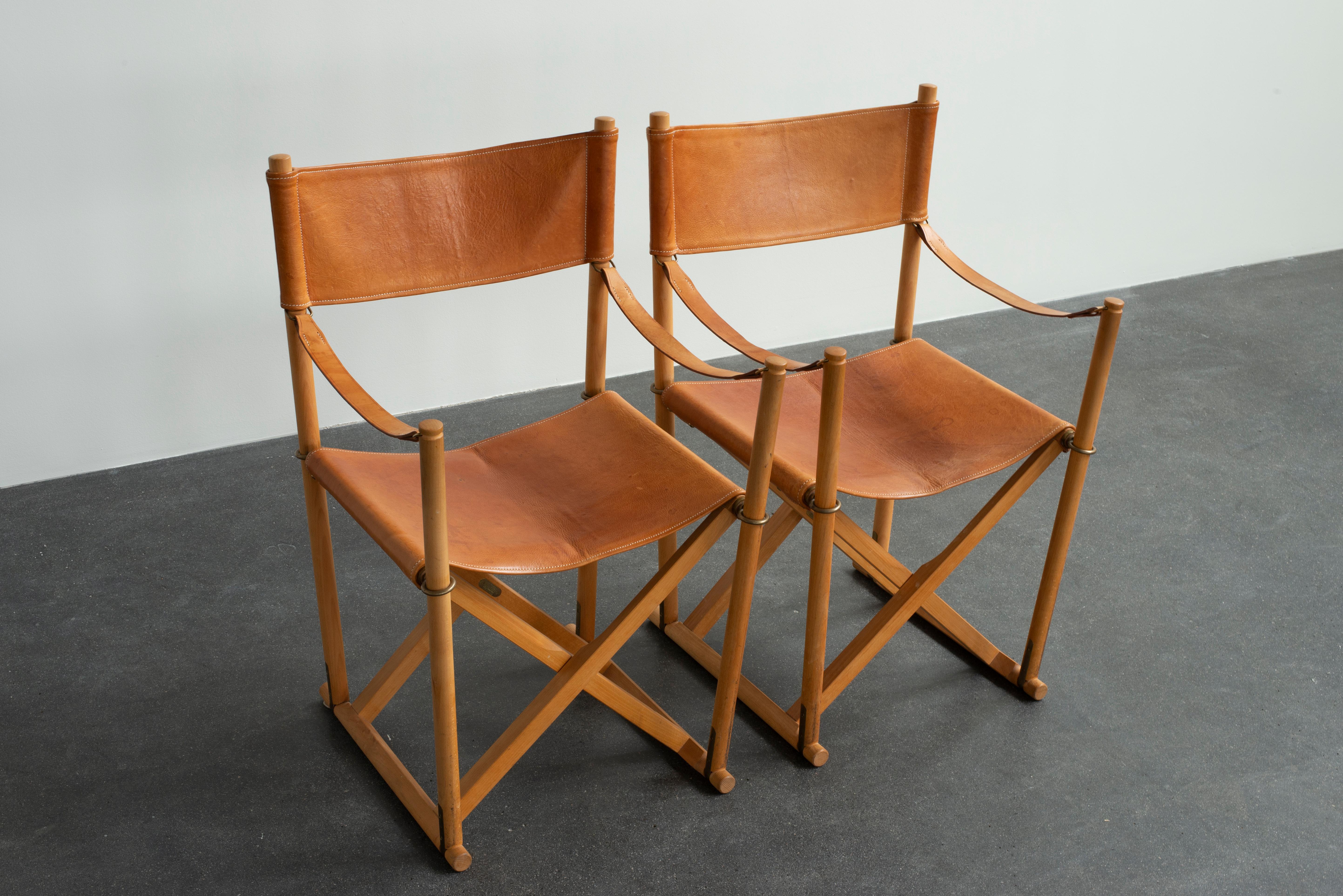 Mogens Koch Pair of Folding Chairs for Rud. Rasmussen In Good Condition In Copenhagen, DK