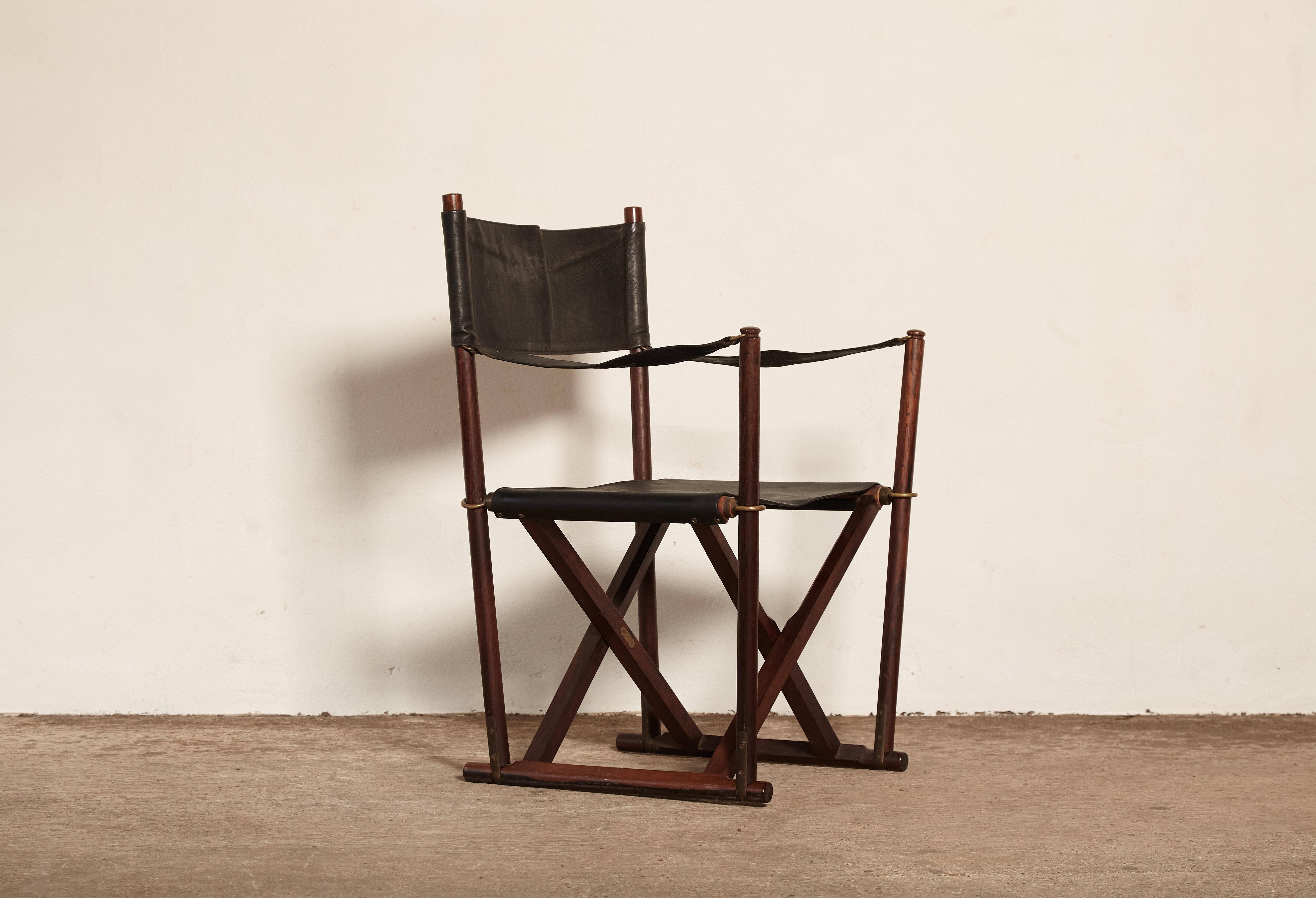 Mid-Century Modern Mogens Koch Rosewood MK-16 Directors / Safari Chair for Interna, Denmark, 1960s