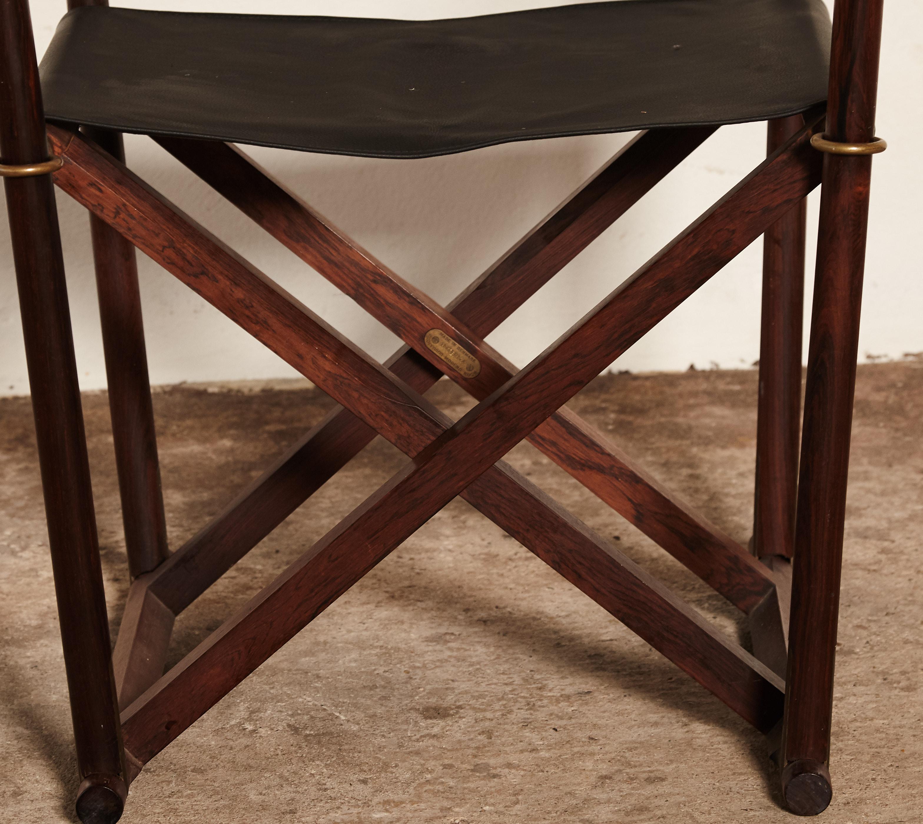 20th Century Mogens Koch Rosewood MK-16 Directors / Safari Chair for Interna, Denmark, 1960s