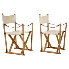 Mogens Koch, Set of 2 "MK-16" Safari Chairs for Rud. Rasmussen, Denmark 1960s.