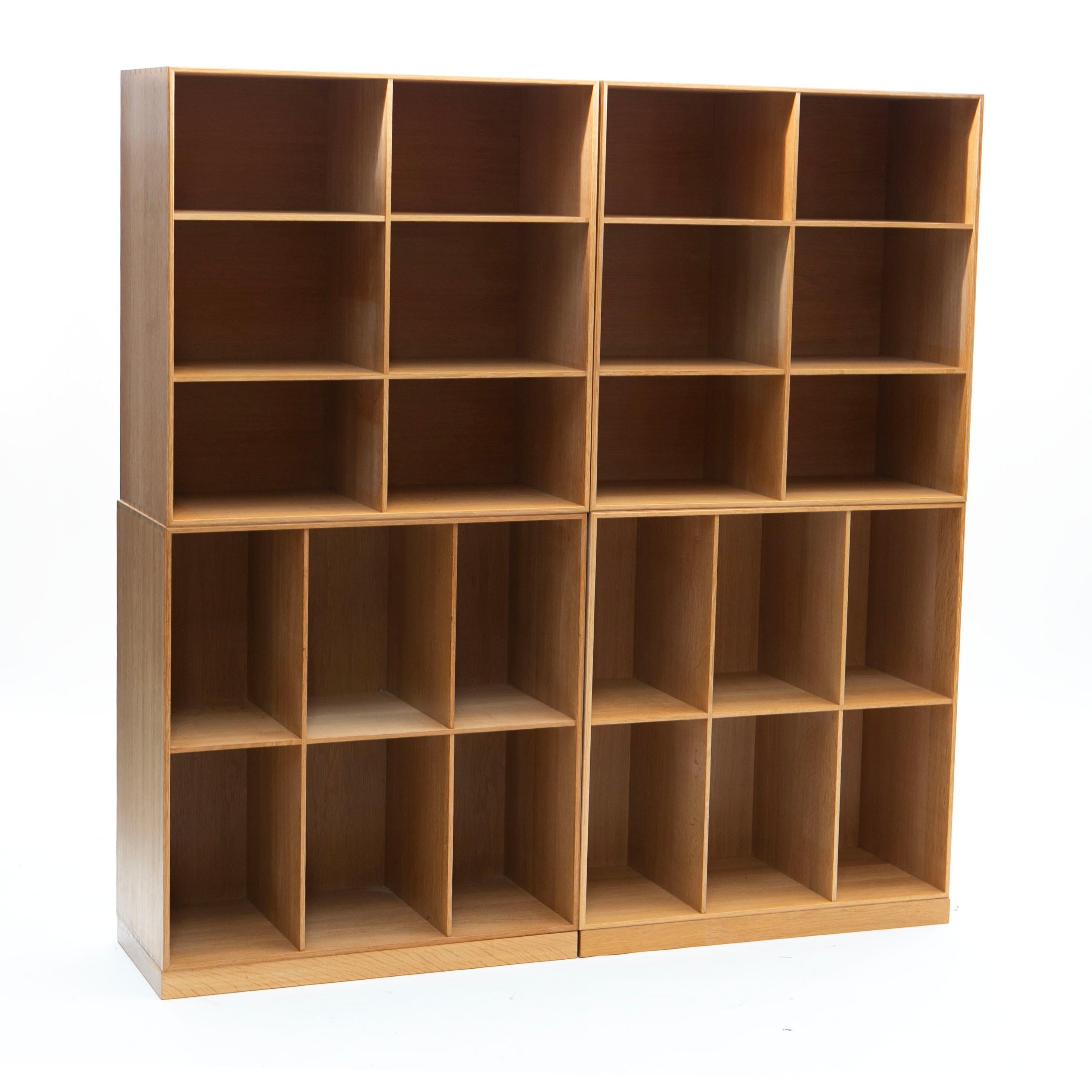 Scandinavian Modern Mogens Koch Set of 4 Oak Bookcases for Rud Rasmussen 75th Anniversary Edition