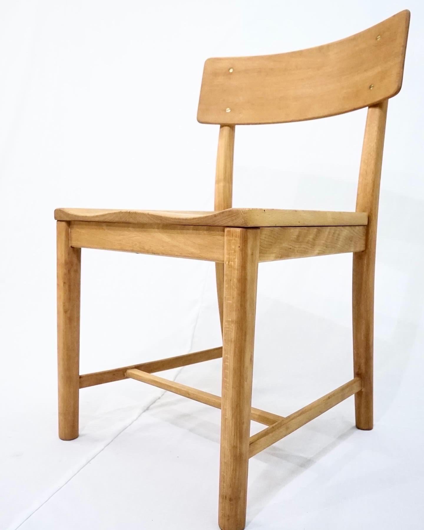 Oiled Mogens Koch Side Chair and Stool For Sale