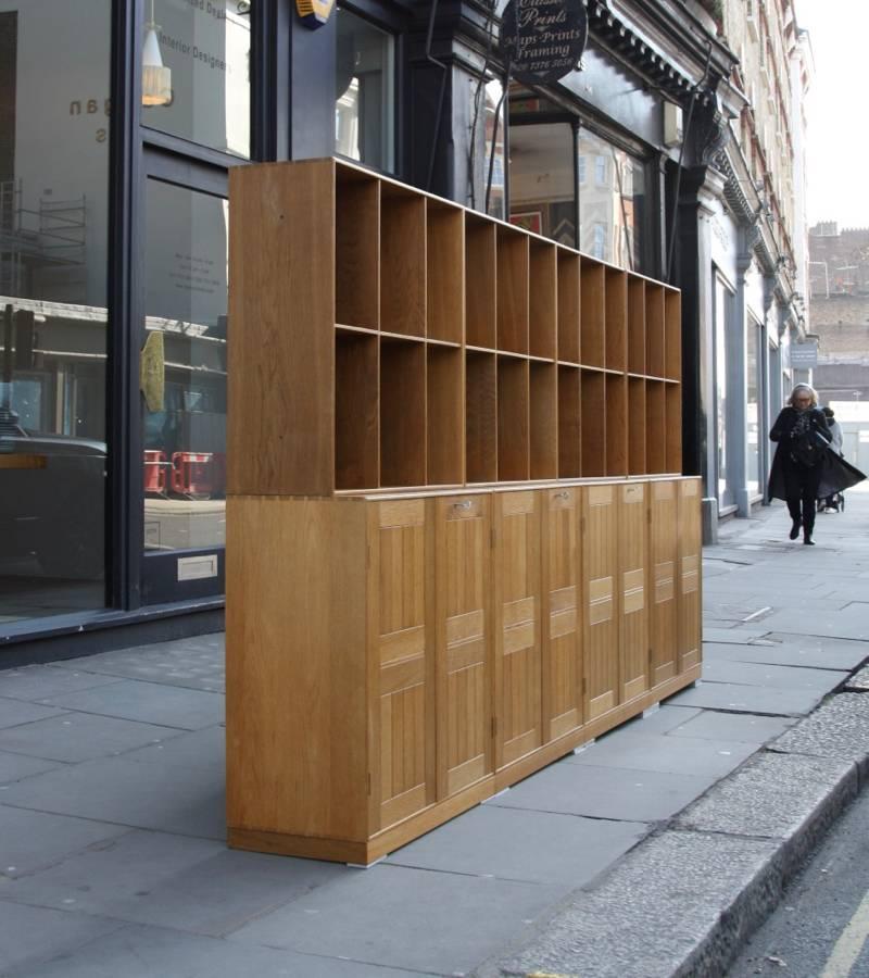 Austrian Mogens Koch Wall System Set of Oak Bookshelves and Cabinet