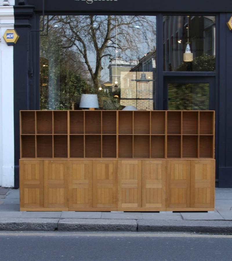 Hand-Crafted Mogens Koch Wall System Set of Oak Bookshelves and Cabinet