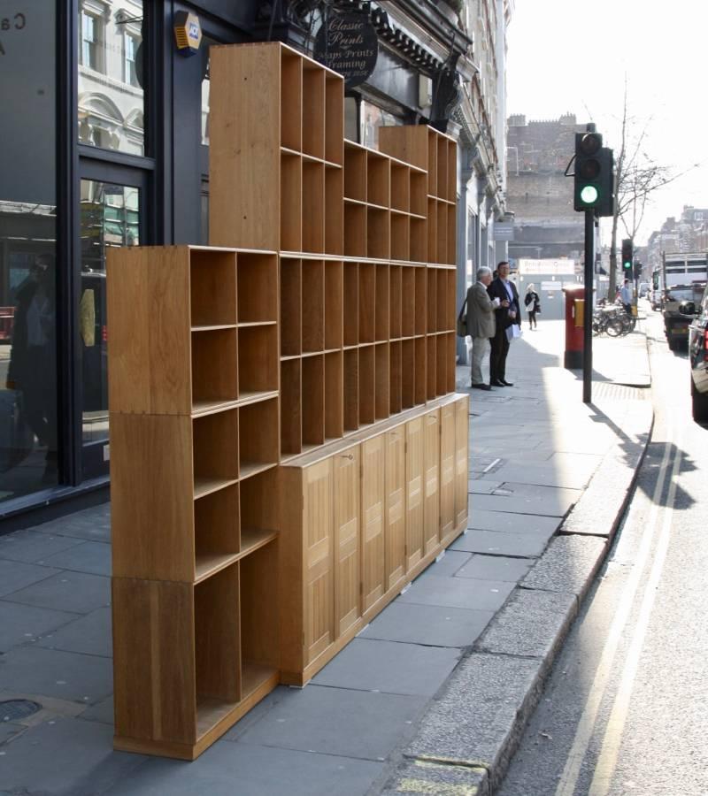 Mid-20th Century Mogens Koch Wall System Set of Oak Bookshelves and Cabinet