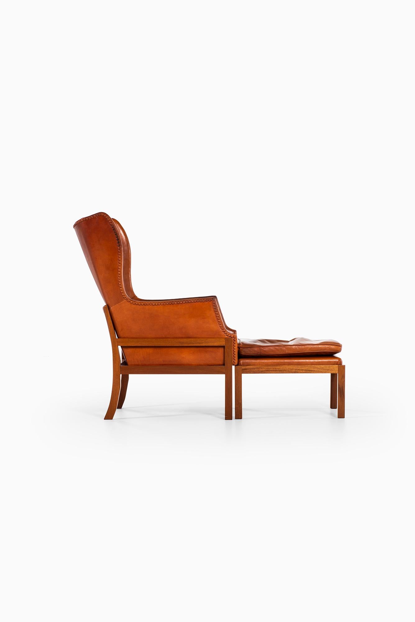 Mogens Koch Wing-Back Lounge Chair with Stool by Cabinetmaker Rud Rasmussen 4