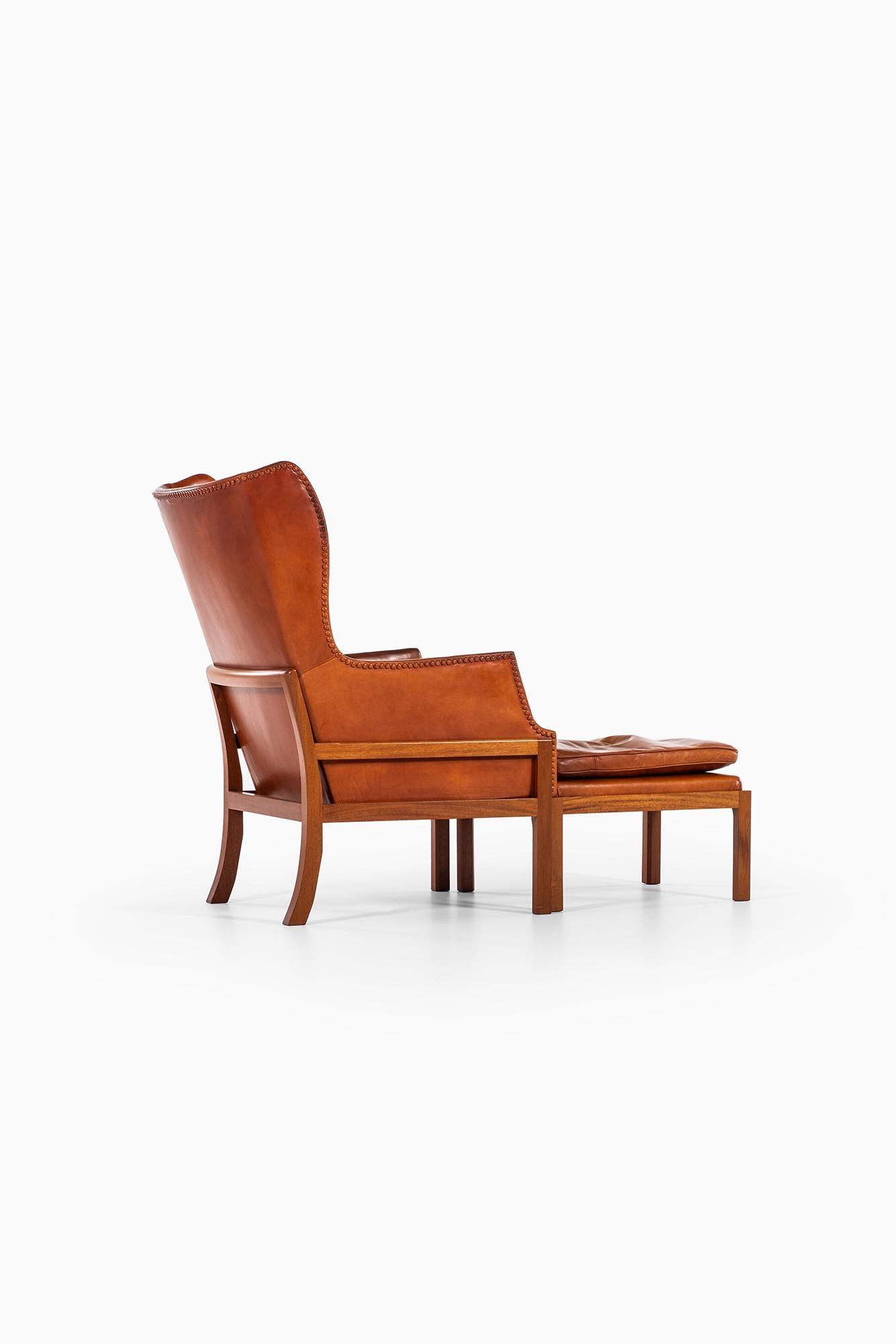Mogens Koch Wing-Back Lounge Chair with Stool by Cabinetmaker Rud Rasmussen 1