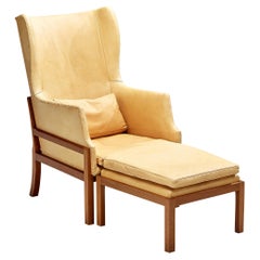 Mogens Koch for Rud Rasmussen 'Fireside' Wingback Chair with Ottoman