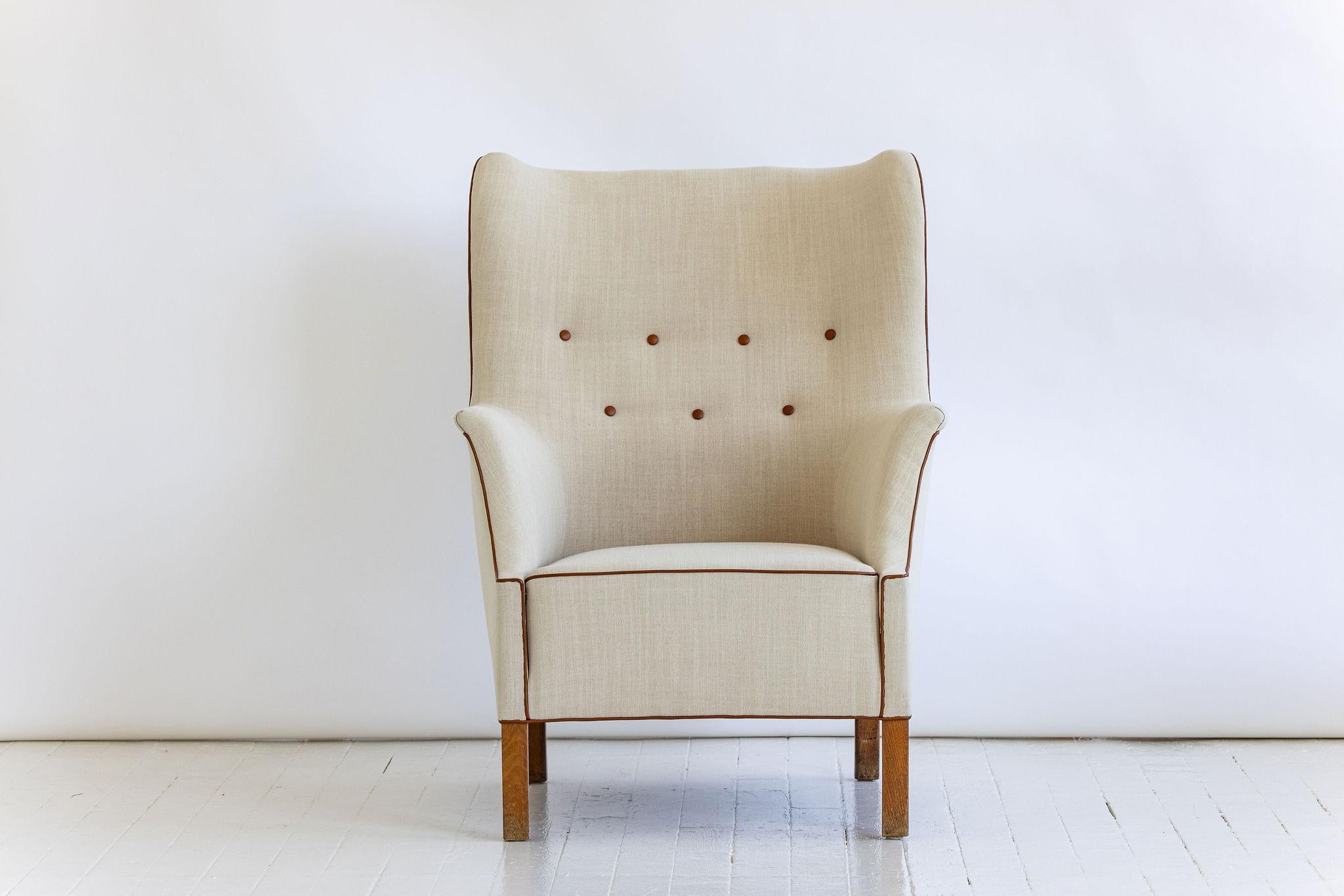 Cuir Chaise Wingback de Mogens Koch en vente
