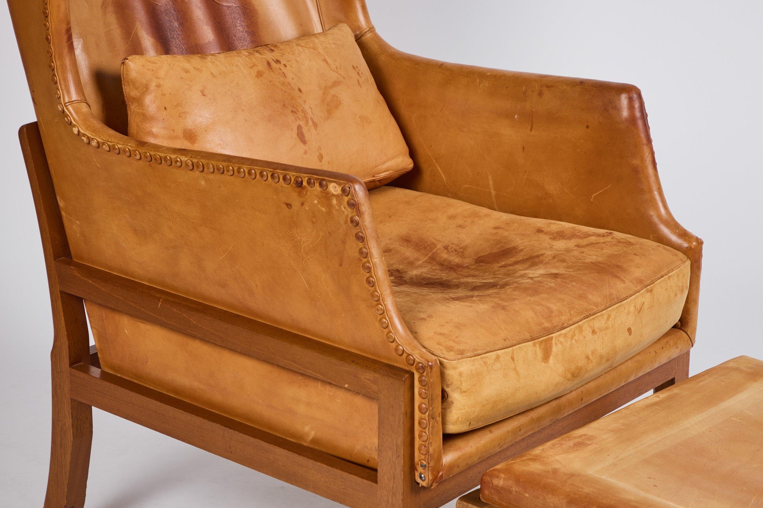 Mogens Koch Wingback Chairs and Ottomans For Sale 9
